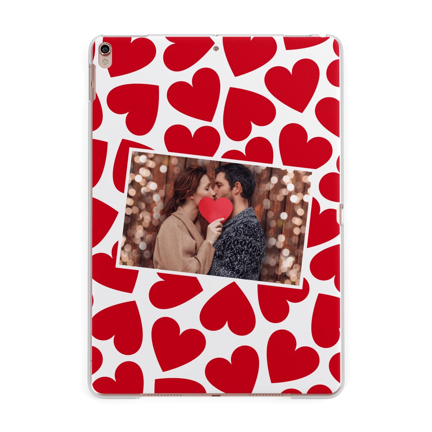 Valentines Day Heart Photo Personalised Apple iPad Rose Gold Case