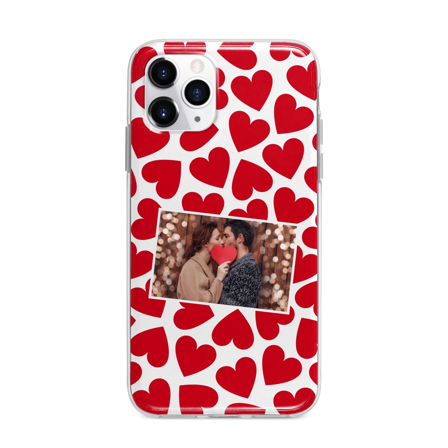 Valentines Day Heart Photo Personalised Apple iPhone 11 Pro Max in Silver with Bumper Case