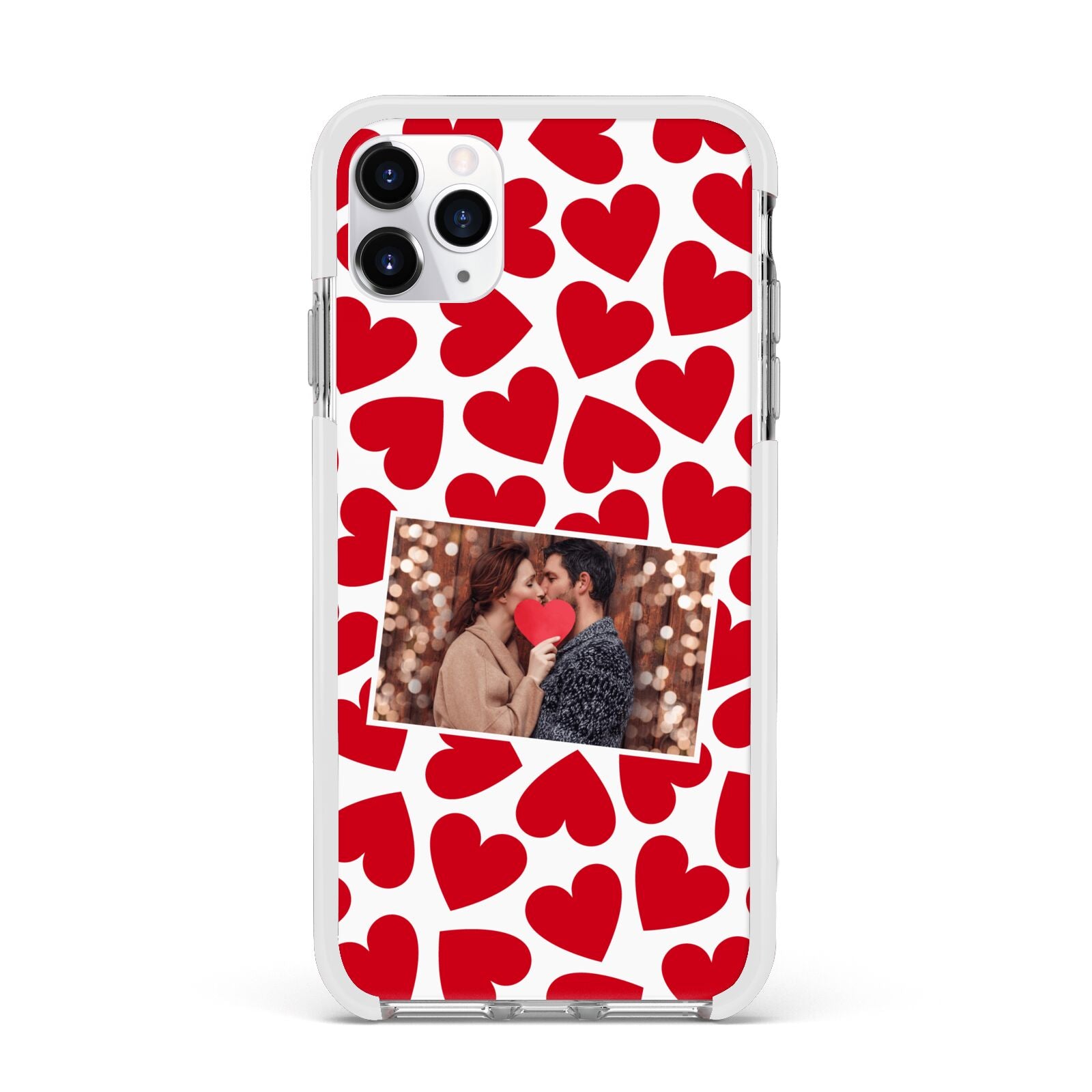 Valentines Day Heart Photo Personalised Apple iPhone 11 Pro Max in Silver with White Impact Case