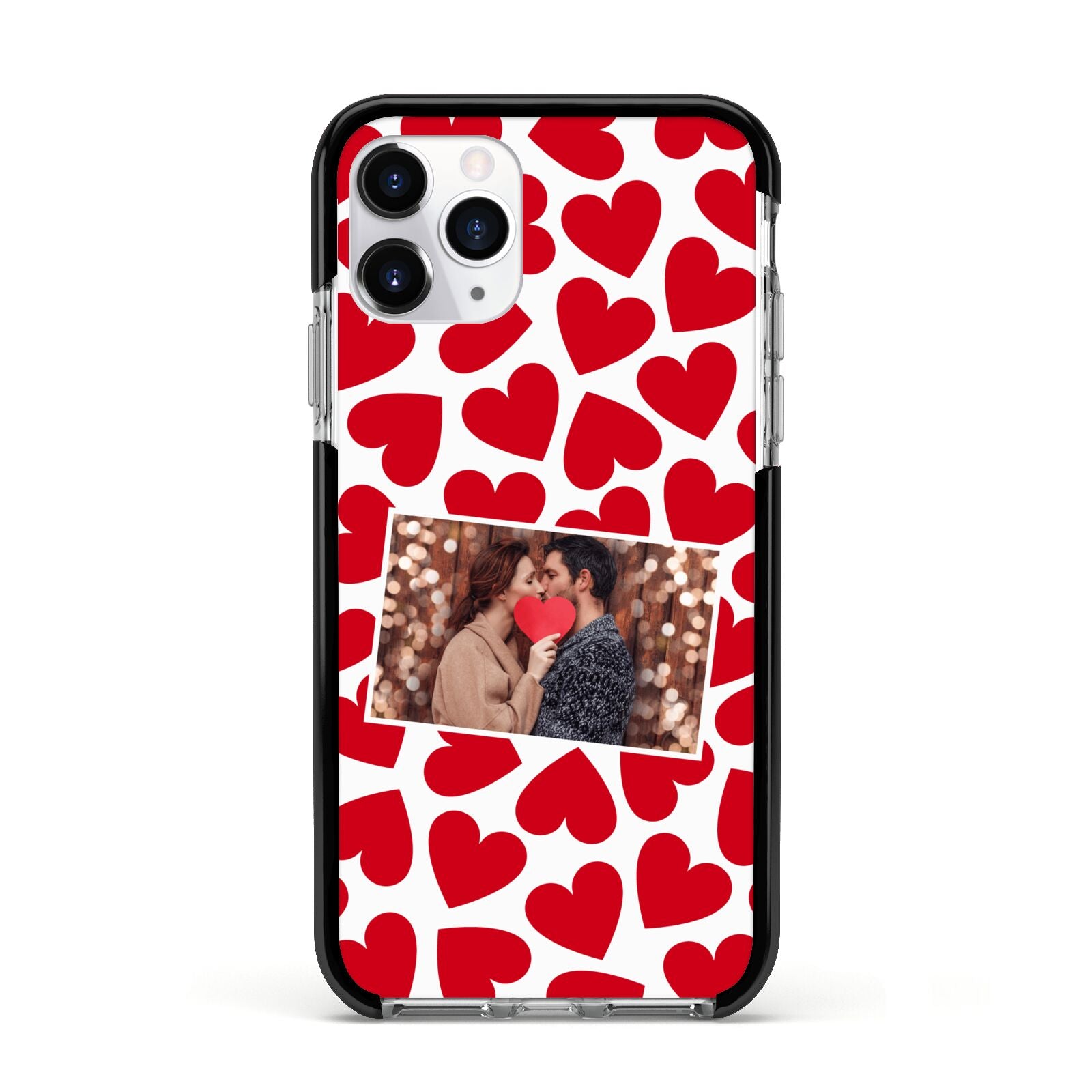 Valentines Day Heart Photo Personalised Apple iPhone 11 Pro in Silver with Black Impact Case