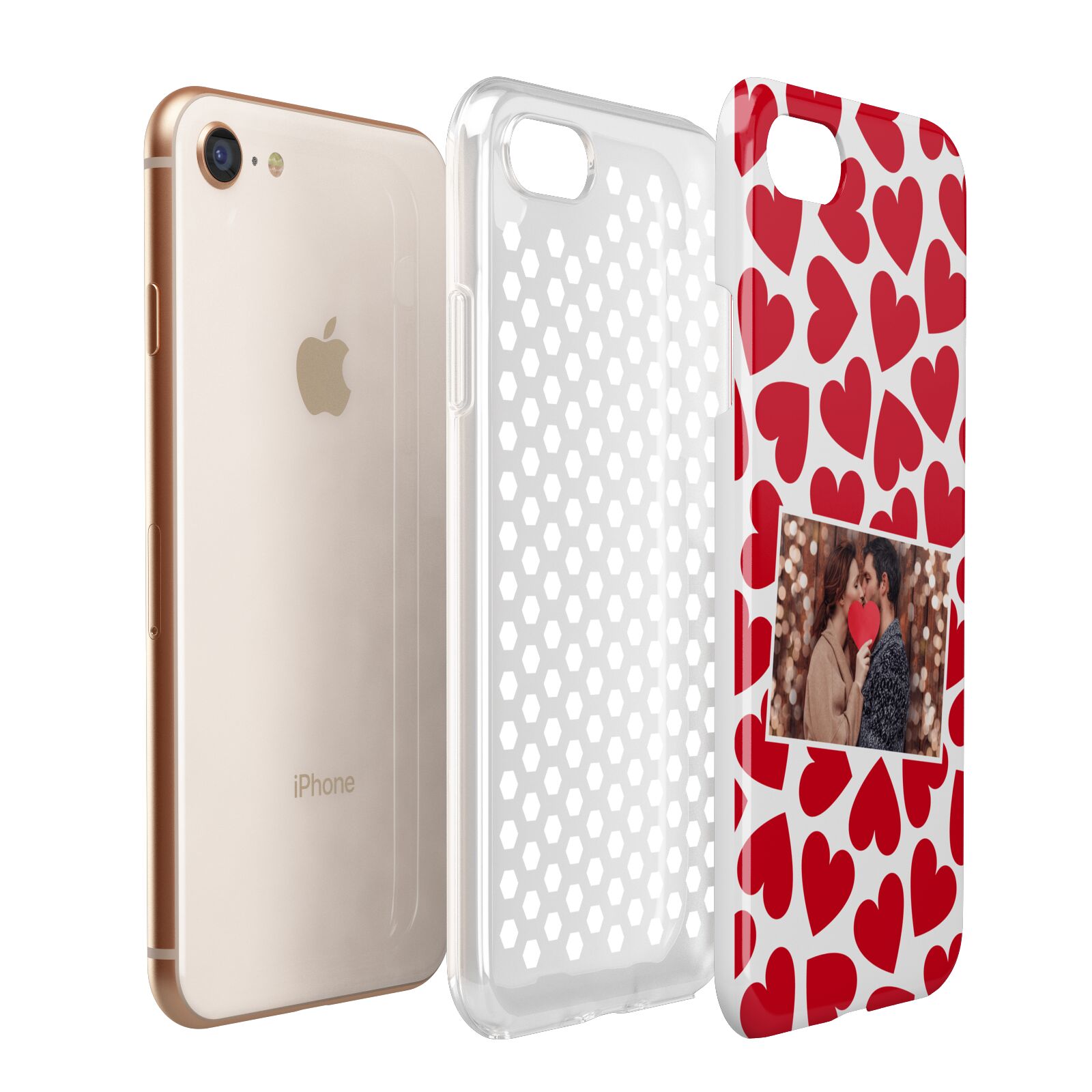 Valentines Day Heart Photo Personalised Apple iPhone 7 8 3D Tough Case Expanded View