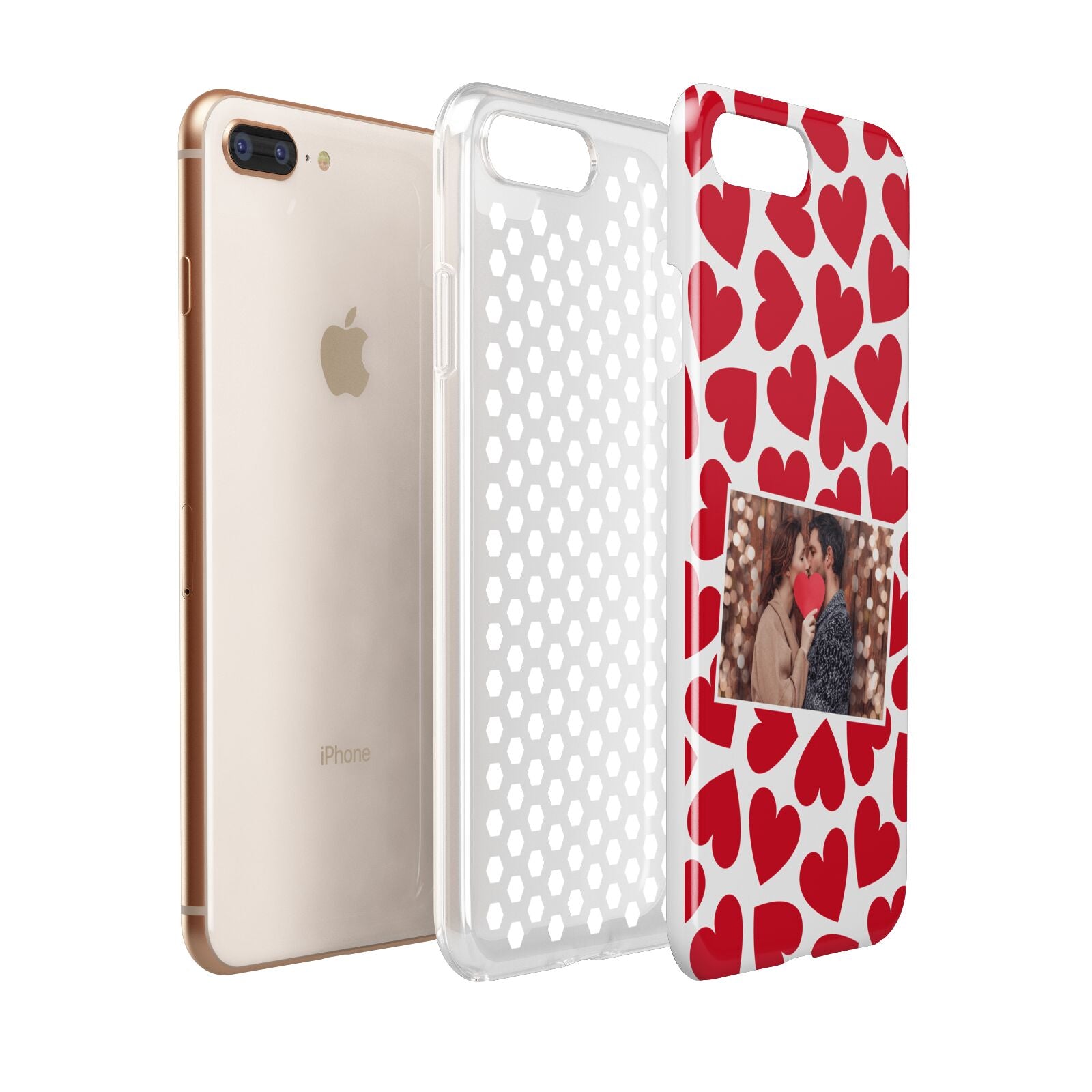 Valentines Day Heart Photo Personalised Apple iPhone 7 8 Plus 3D Tough Case Expanded View