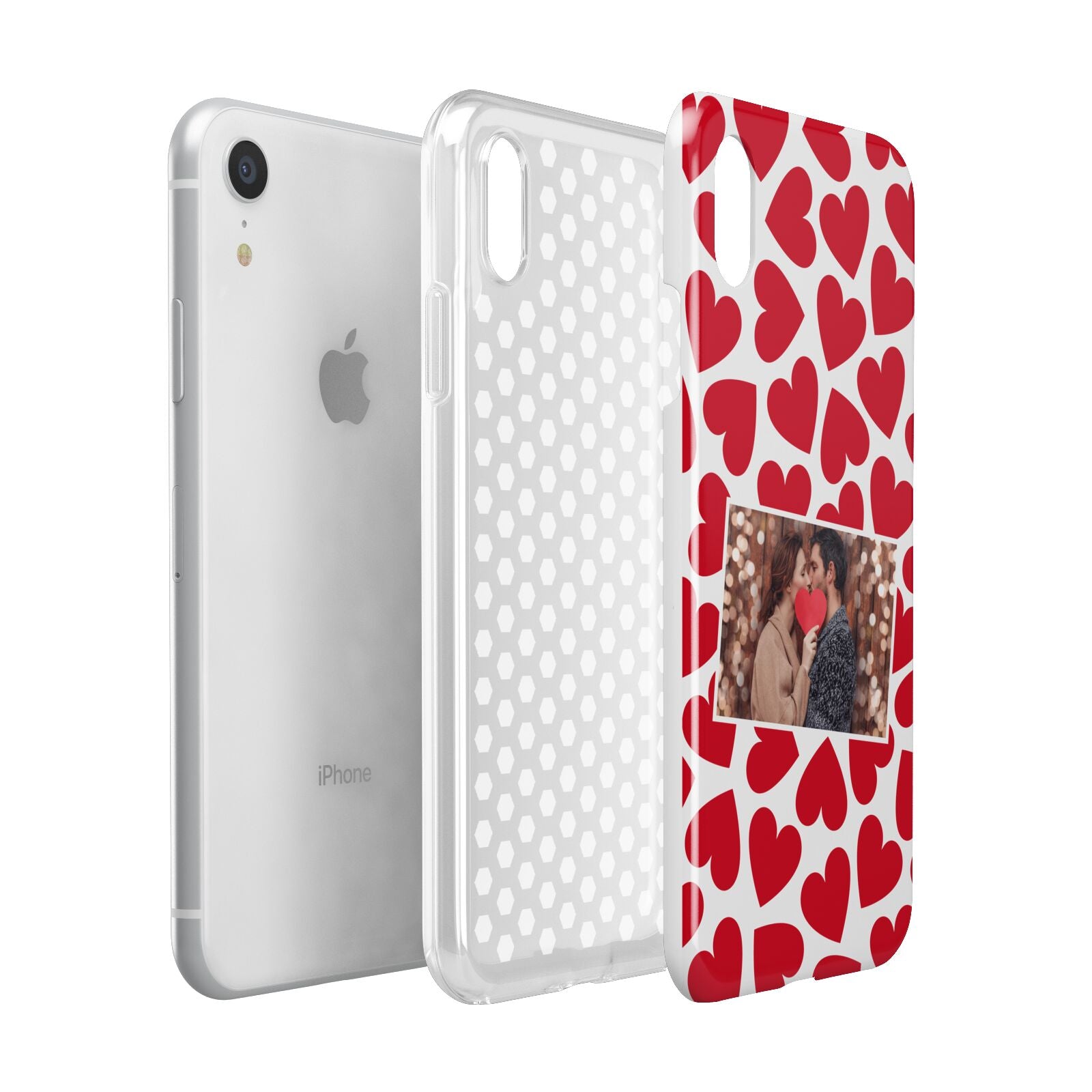 Valentines Day Heart Photo Personalised Apple iPhone XR White 3D Tough Case Expanded view