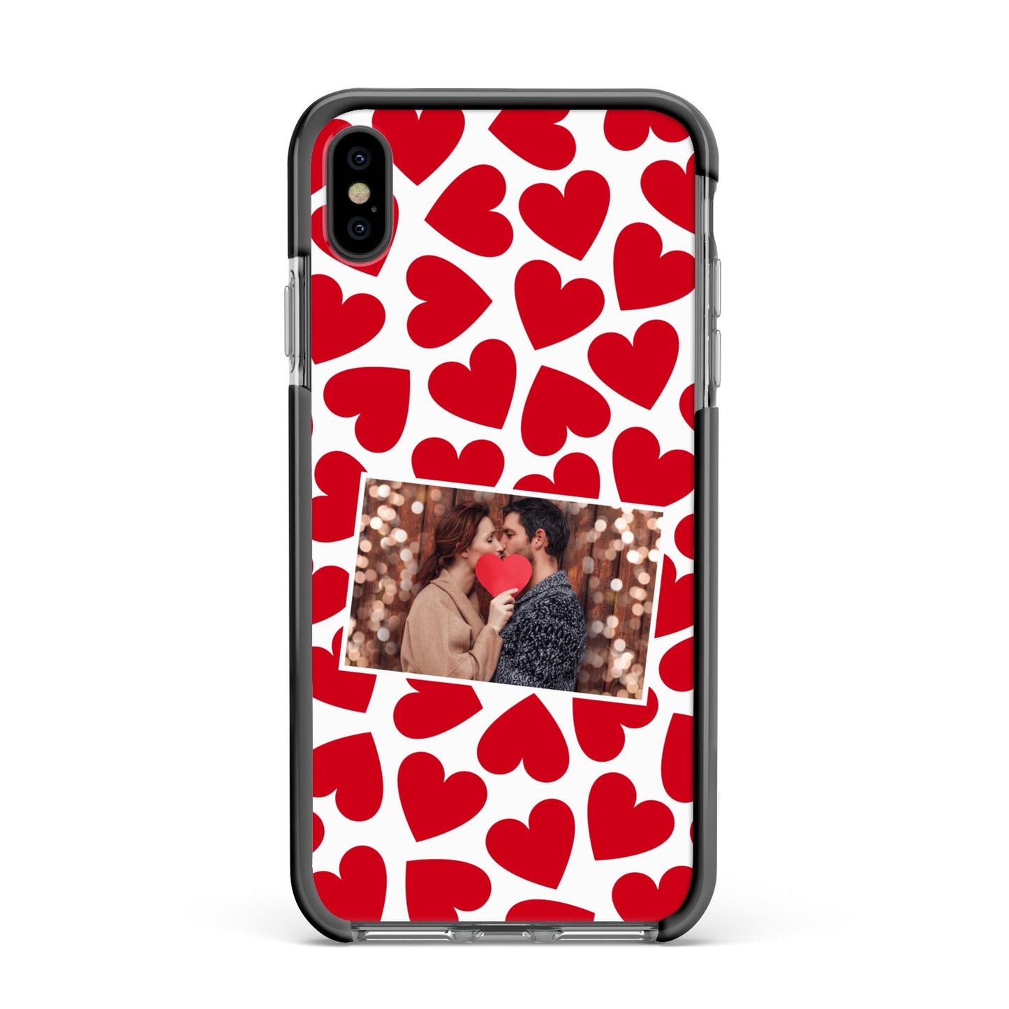 Valentines Day Heart Photo Personalised Apple iPhone Xs Max Impact Case Black Edge on Black Phone