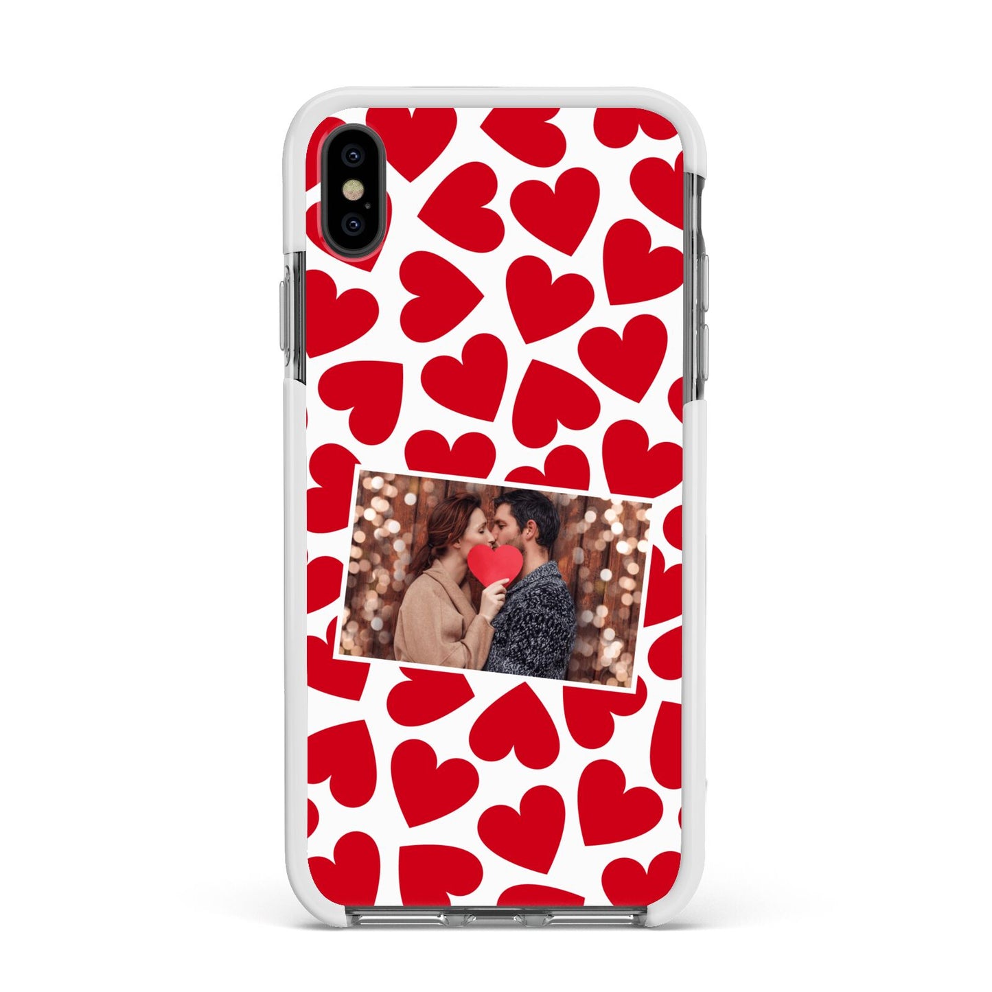 Valentines Day Heart Photo Personalised Apple iPhone Xs Max Impact Case White Edge on Black Phone