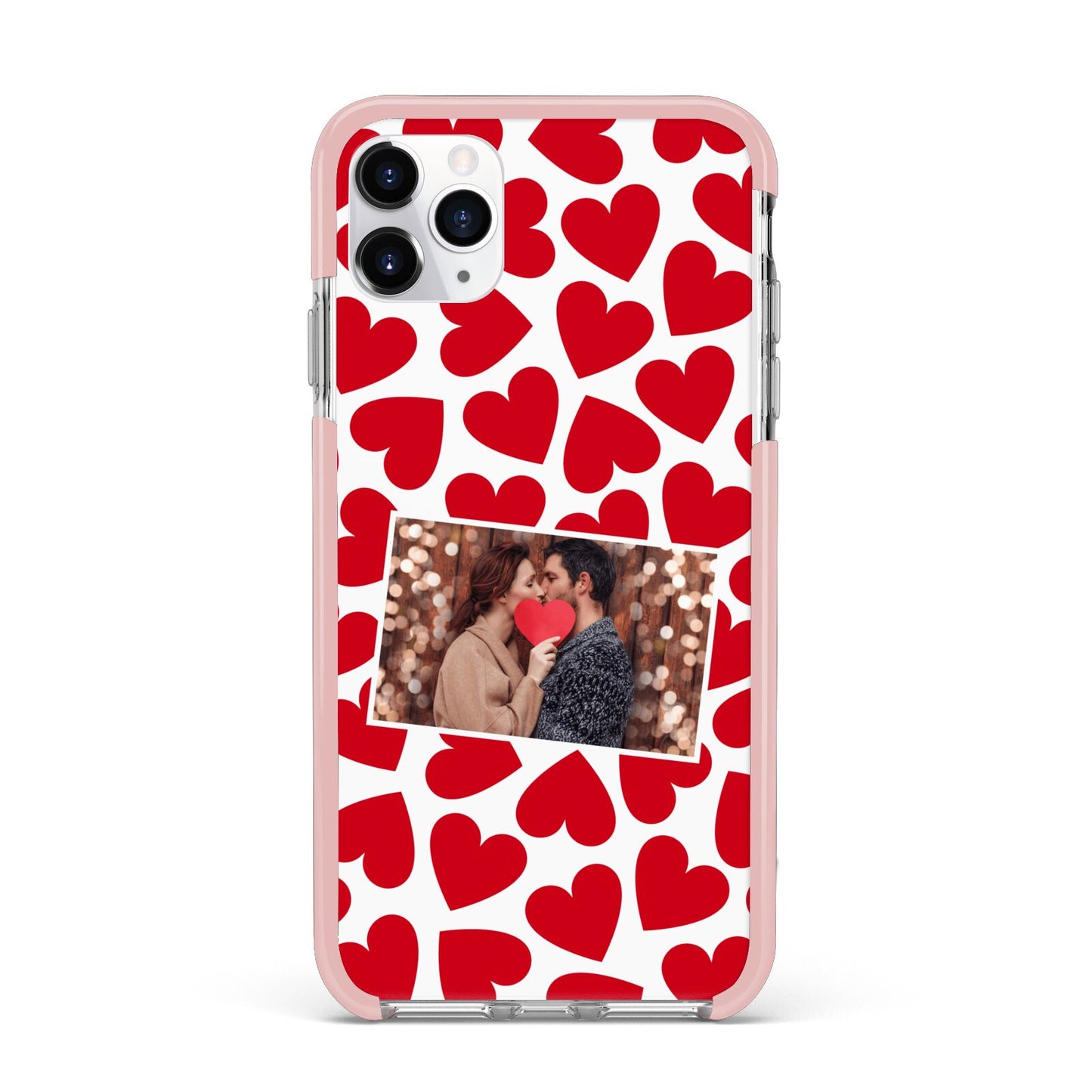 Valentines Day Heart Photo Personalised iPhone 11 Pro Max Impact Pink Edge Case