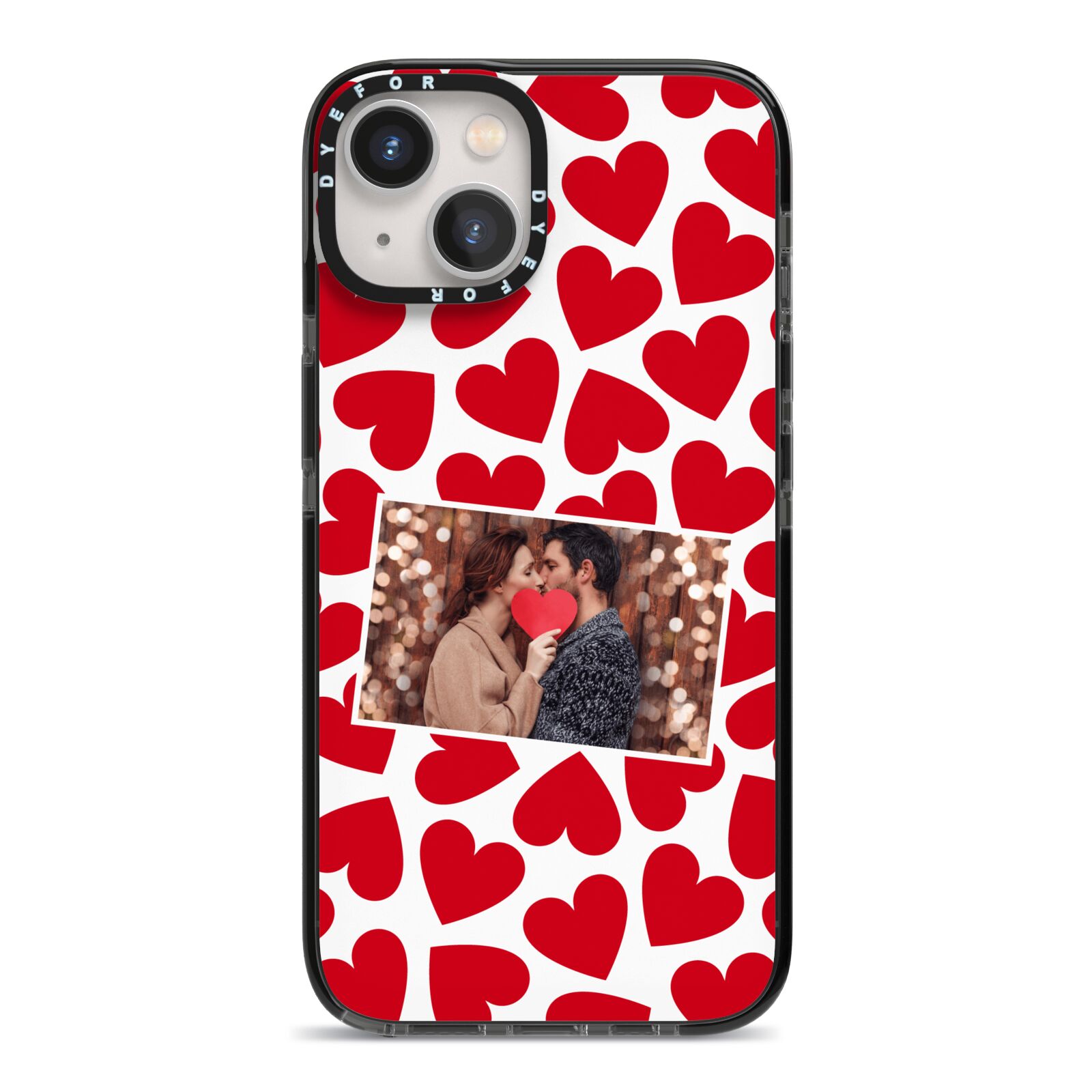 Valentines Day Heart Photo Personalised iPhone 13 Black Impact Case on Silver phone