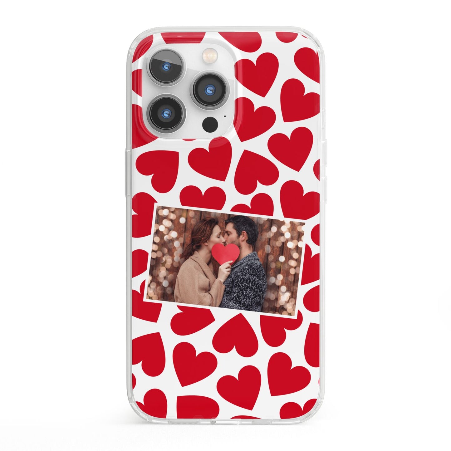 Valentines Day Heart Photo Personalised iPhone 13 Pro Clear Bumper Case