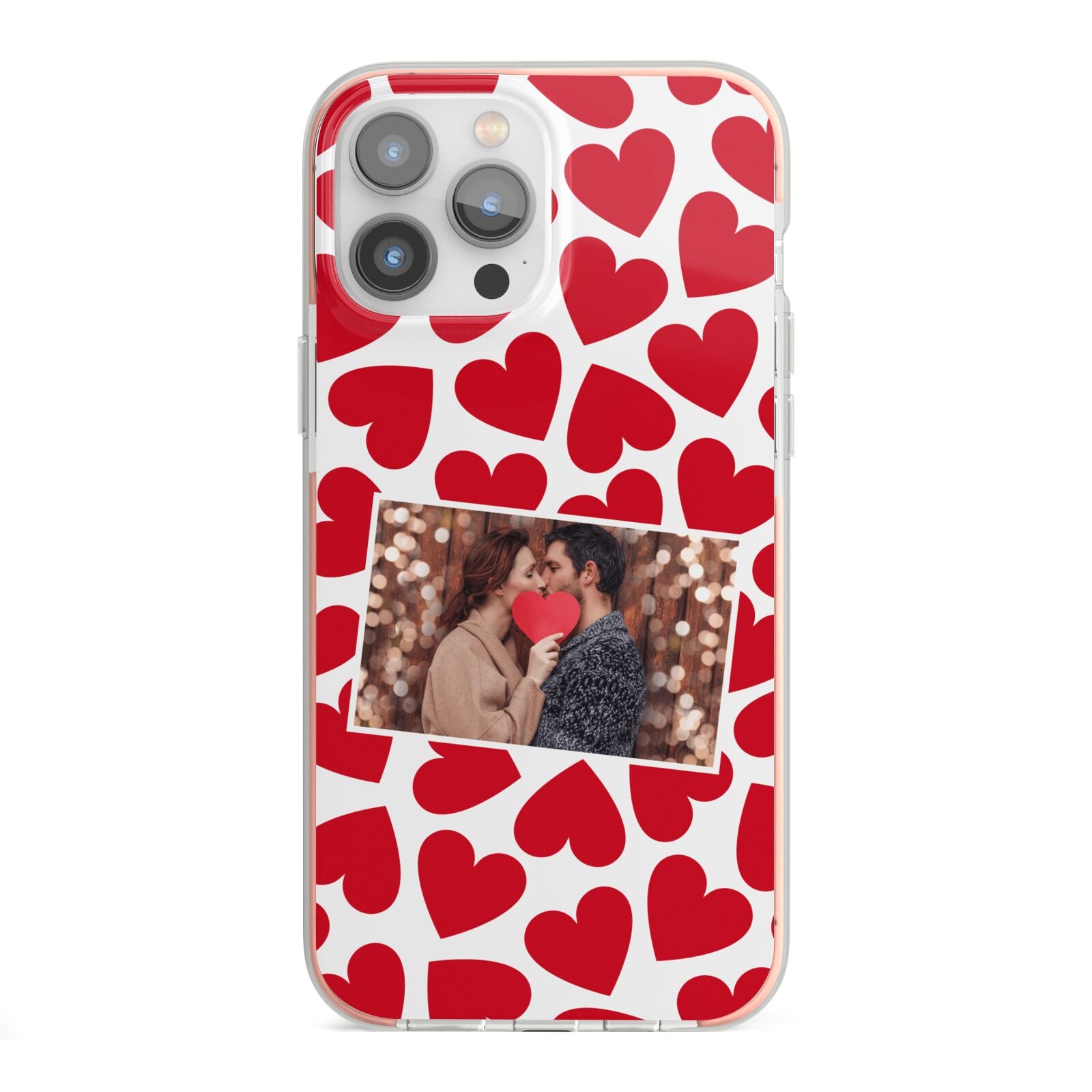Valentines Day Heart Photo Personalised iPhone 13 Pro Max TPU Impact Case with Pink Edges