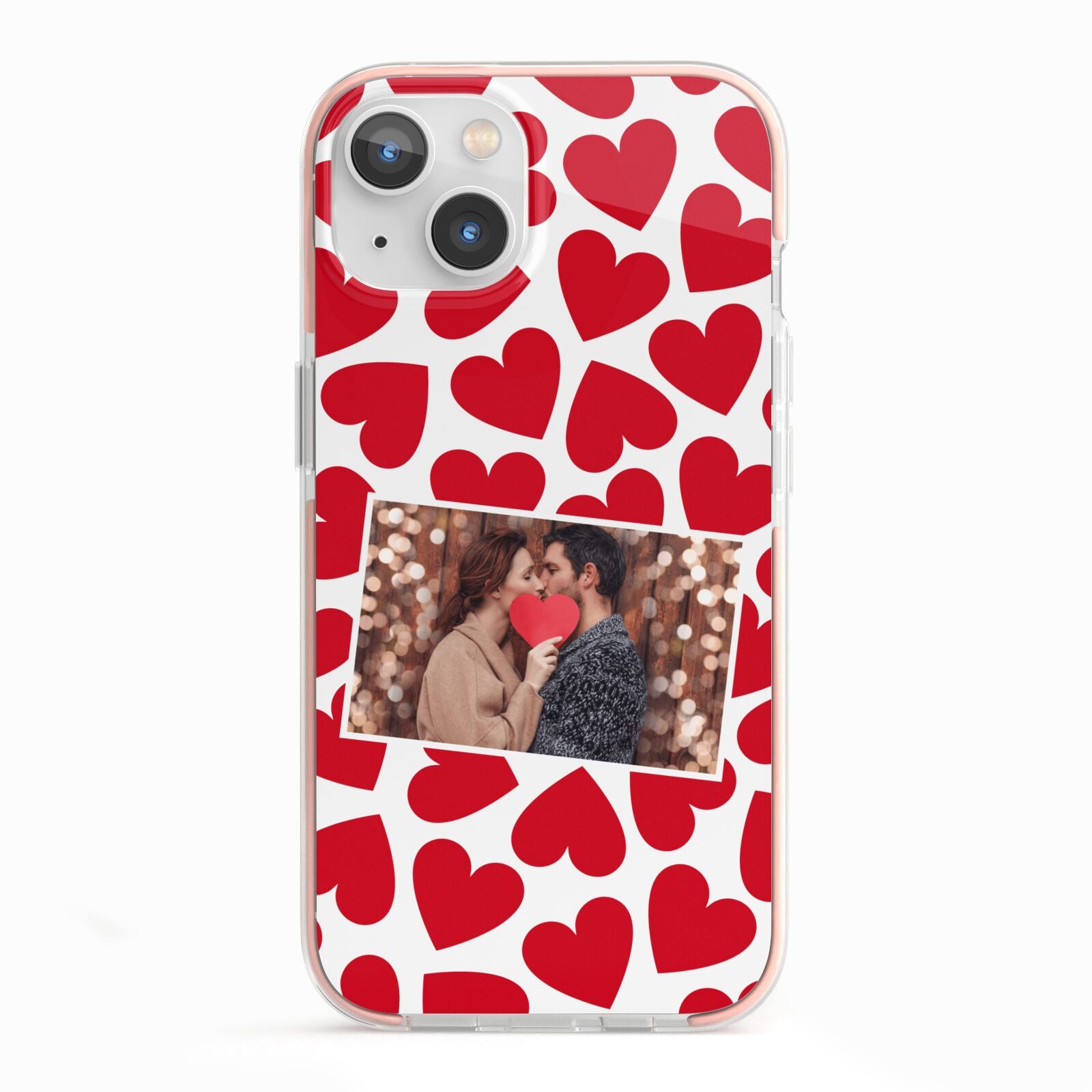 Valentines Day Heart Photo Personalised iPhone 13 TPU Impact Case with Pink Edges