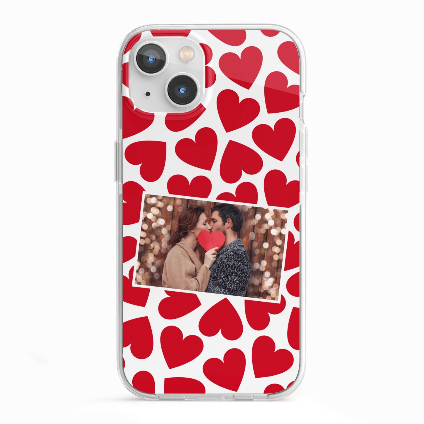 Valentines Day Heart Photo Personalised iPhone 13 TPU Impact Case with White Edges