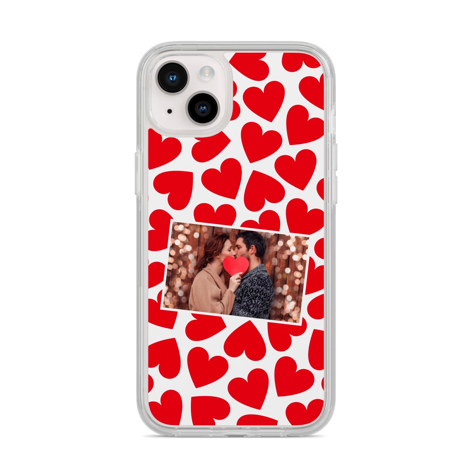 Valentines Day Heart Photo Personalised iPhone 14 Plus Clear Tough Case Starlight
