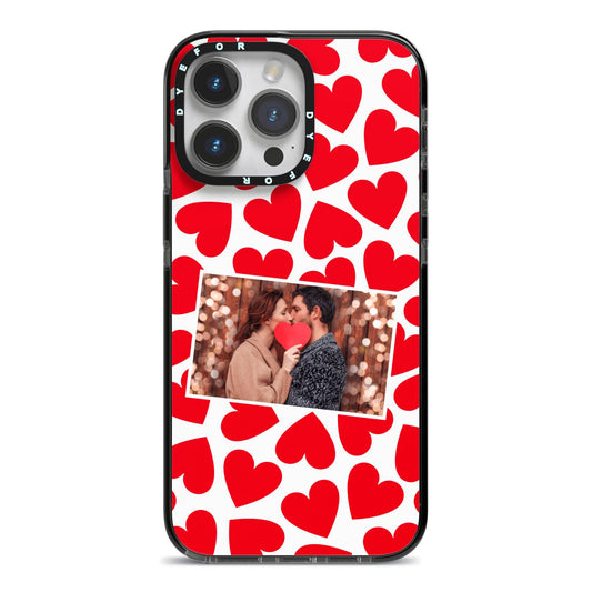 Valentines Day Heart Photo Personalised iPhone 14 Pro Max Black Impact Case on Silver phone
