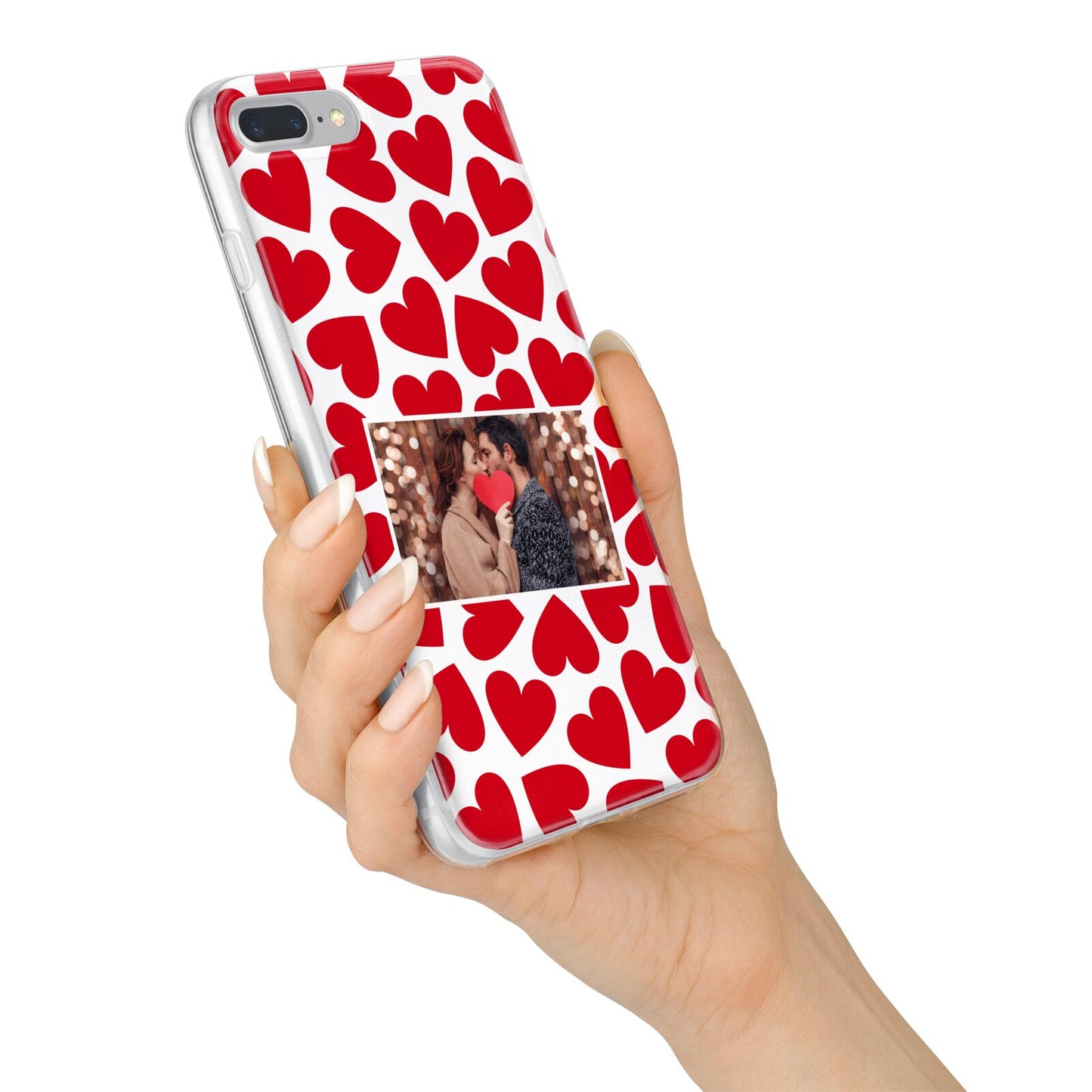 Valentines Day Heart Photo Personalised iPhone 7 Plus Bumper Case on Silver iPhone Alternative Image