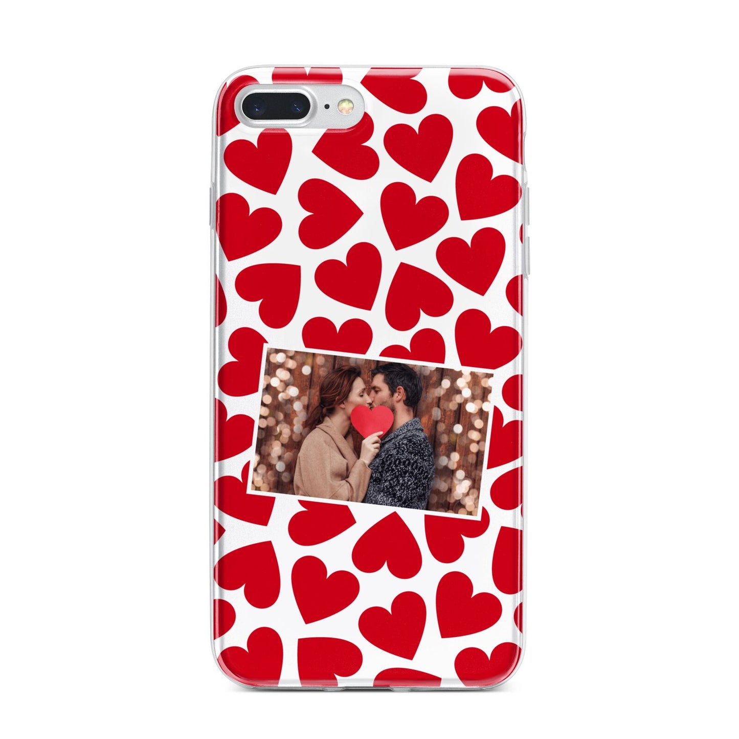 Valentines Day Heart Photo Personalised iPhone 7 Plus Bumper Case on Silver iPhone