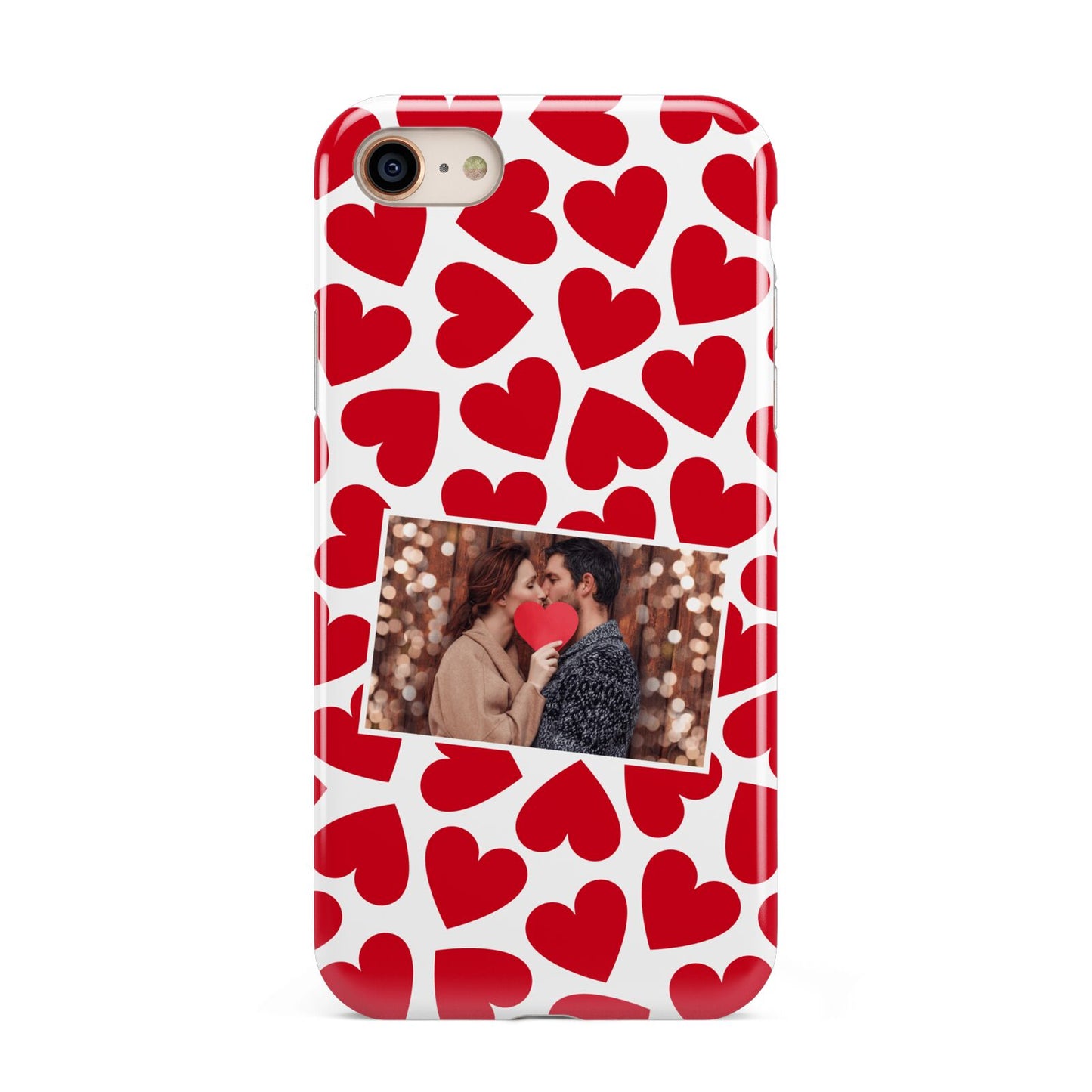 Valentines Day Heart Photo Personalised iPhone 8 3D Tough Case on Gold Phone
