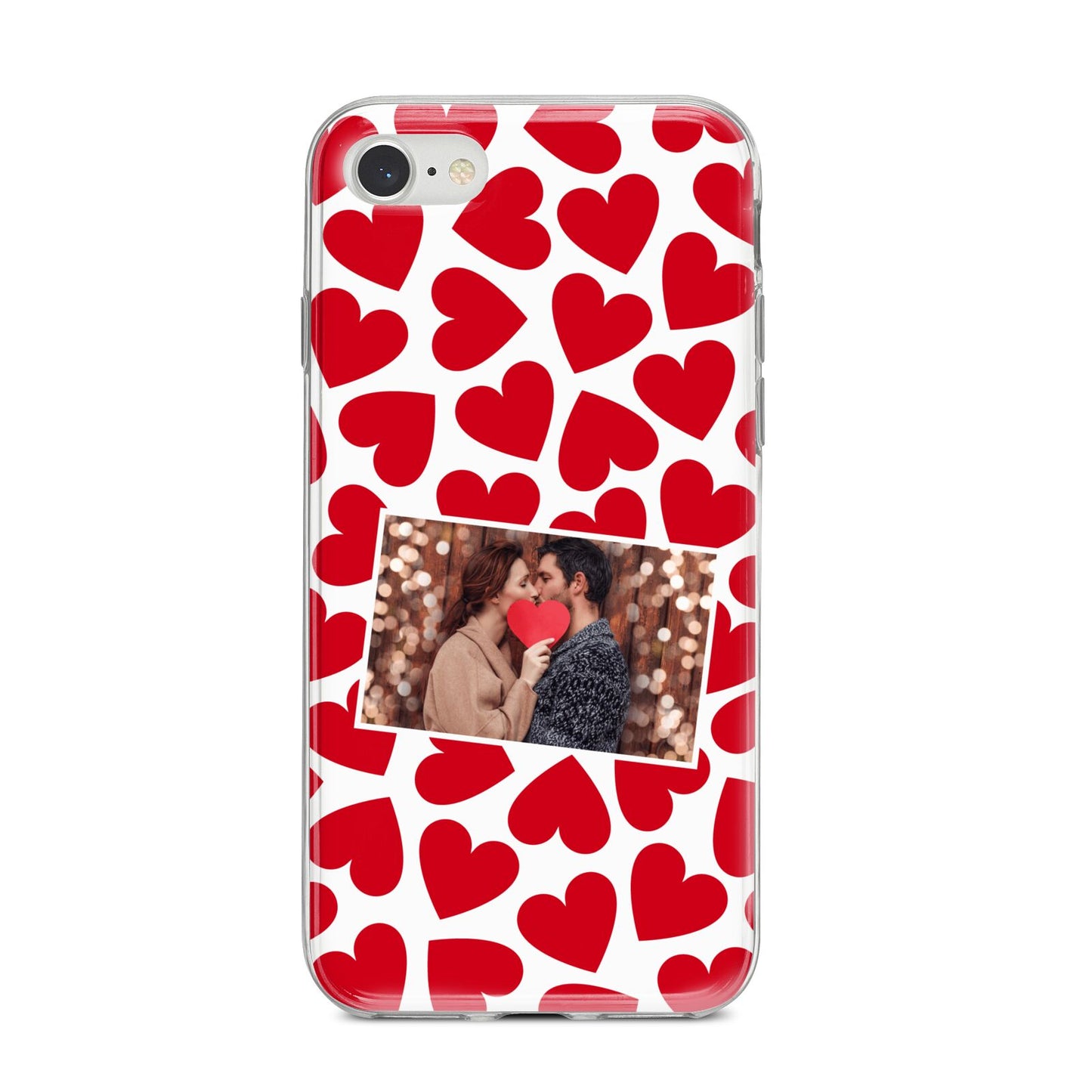Valentines Day Heart Photo Personalised iPhone 8 Bumper Case on Silver iPhone