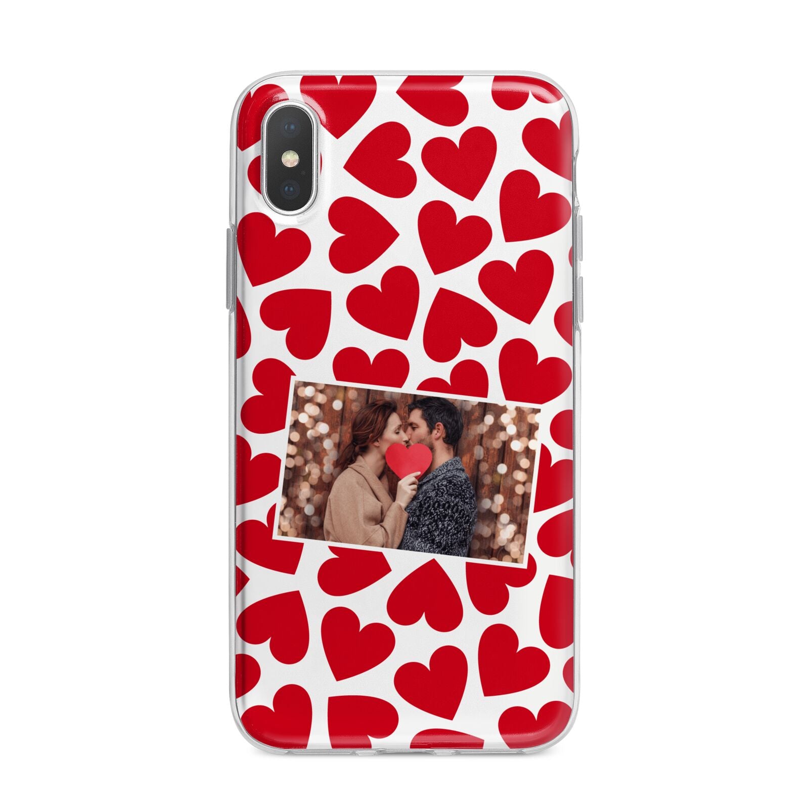 Valentines Day Heart Photo Personalised iPhone X Bumper Case on Silver iPhone Alternative Image 1