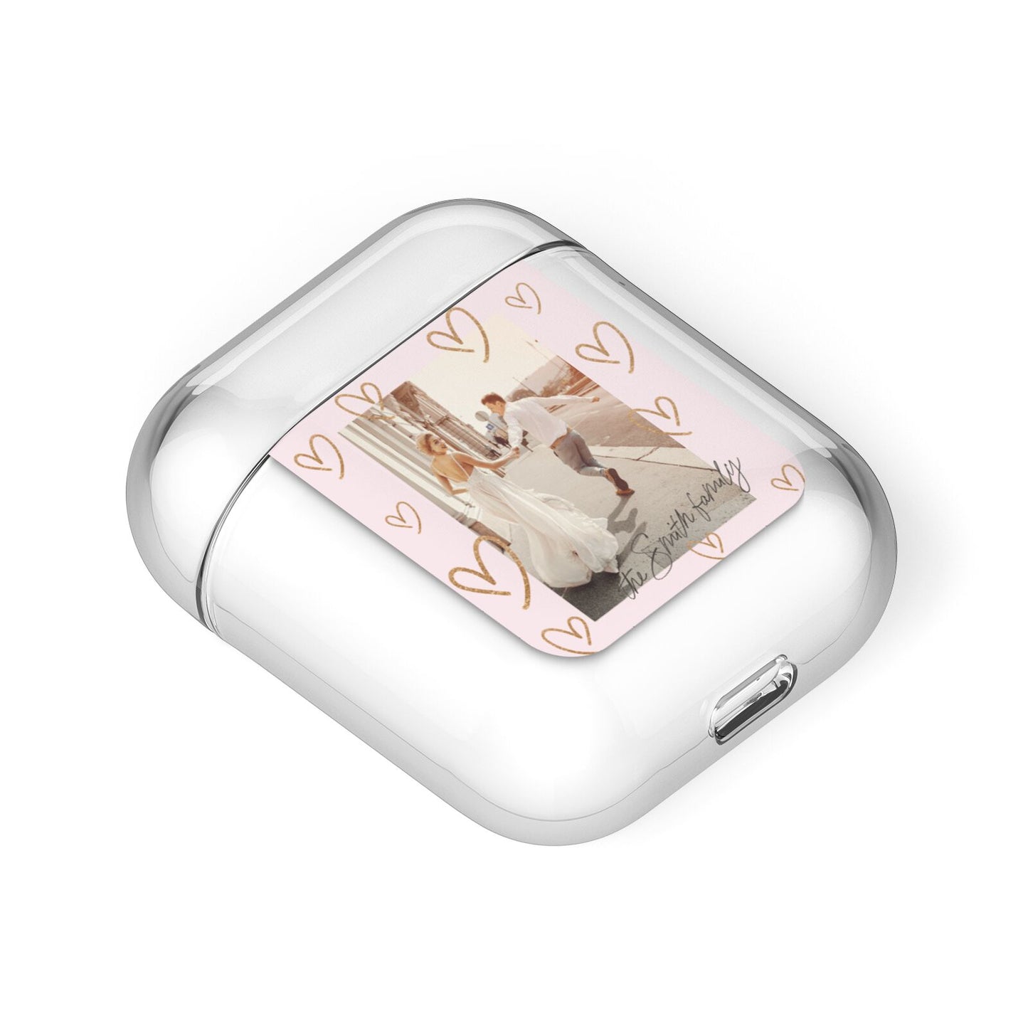 Valentines Day Newly Wed Photo Personalised AirPods Case Laid Flat