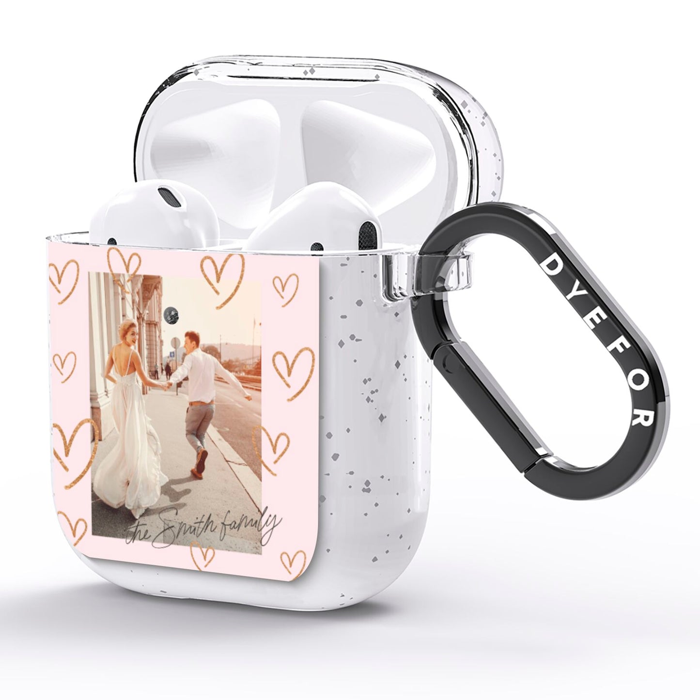 Valentines Day Newly Wed Photo Personalised AirPods Glitter Case Side Image