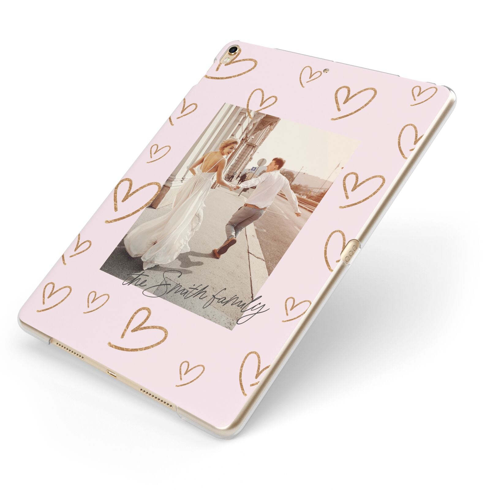 Valentines Day Newly Wed Photo Personalised Apple iPad Case on Gold iPad Side View