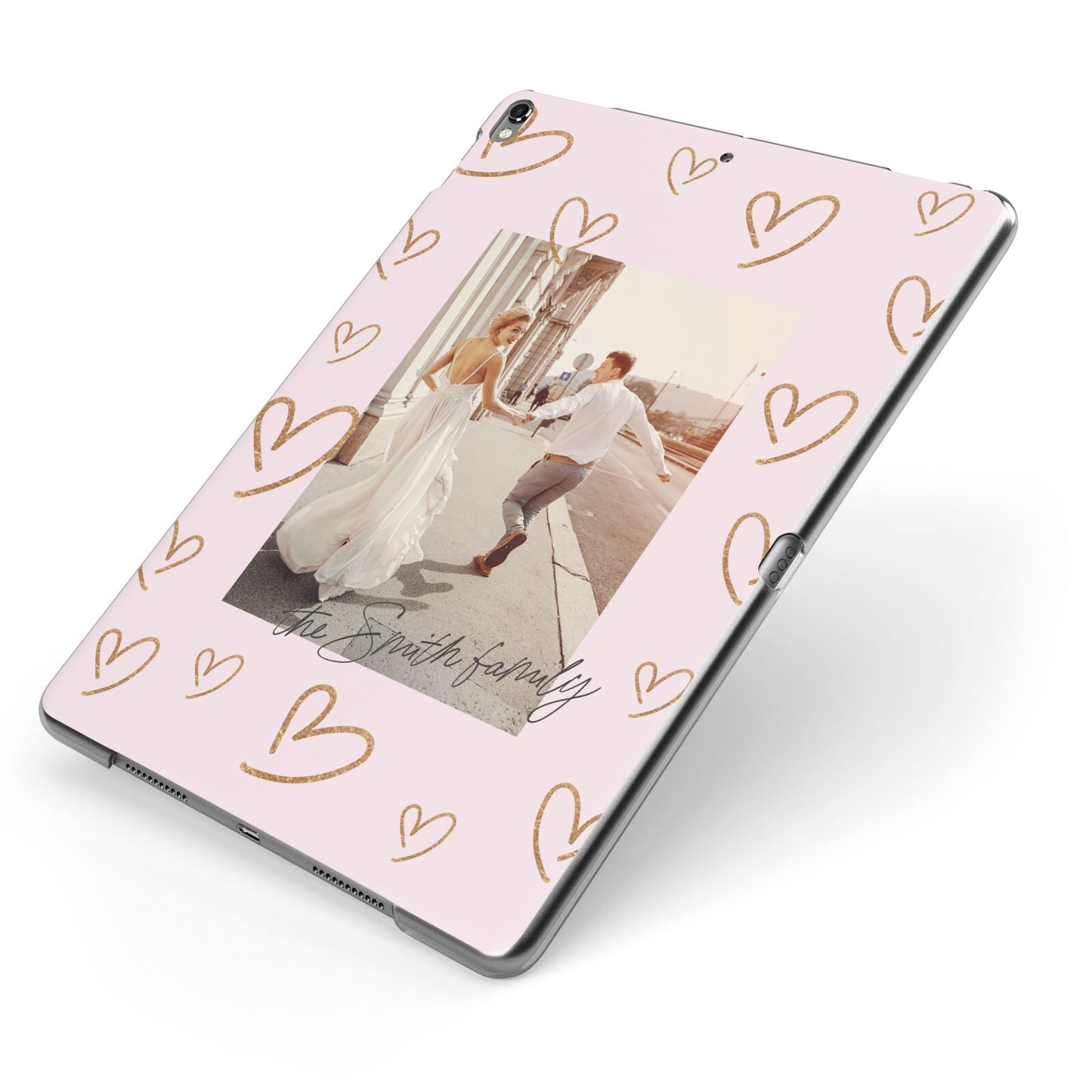 Valentines Day Newly Wed Photo Personalised Apple iPad Case on Grey iPad Side View