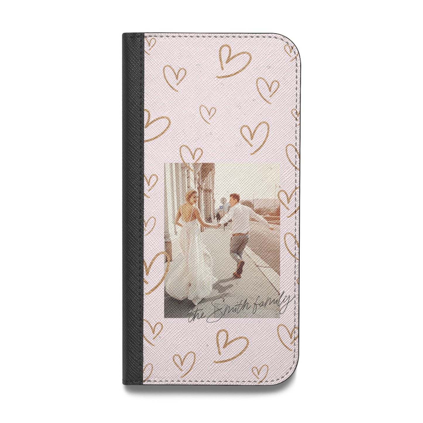 Valentines Day Newly Wed Photo Personalised Vegan Leather Flip iPhone Case
