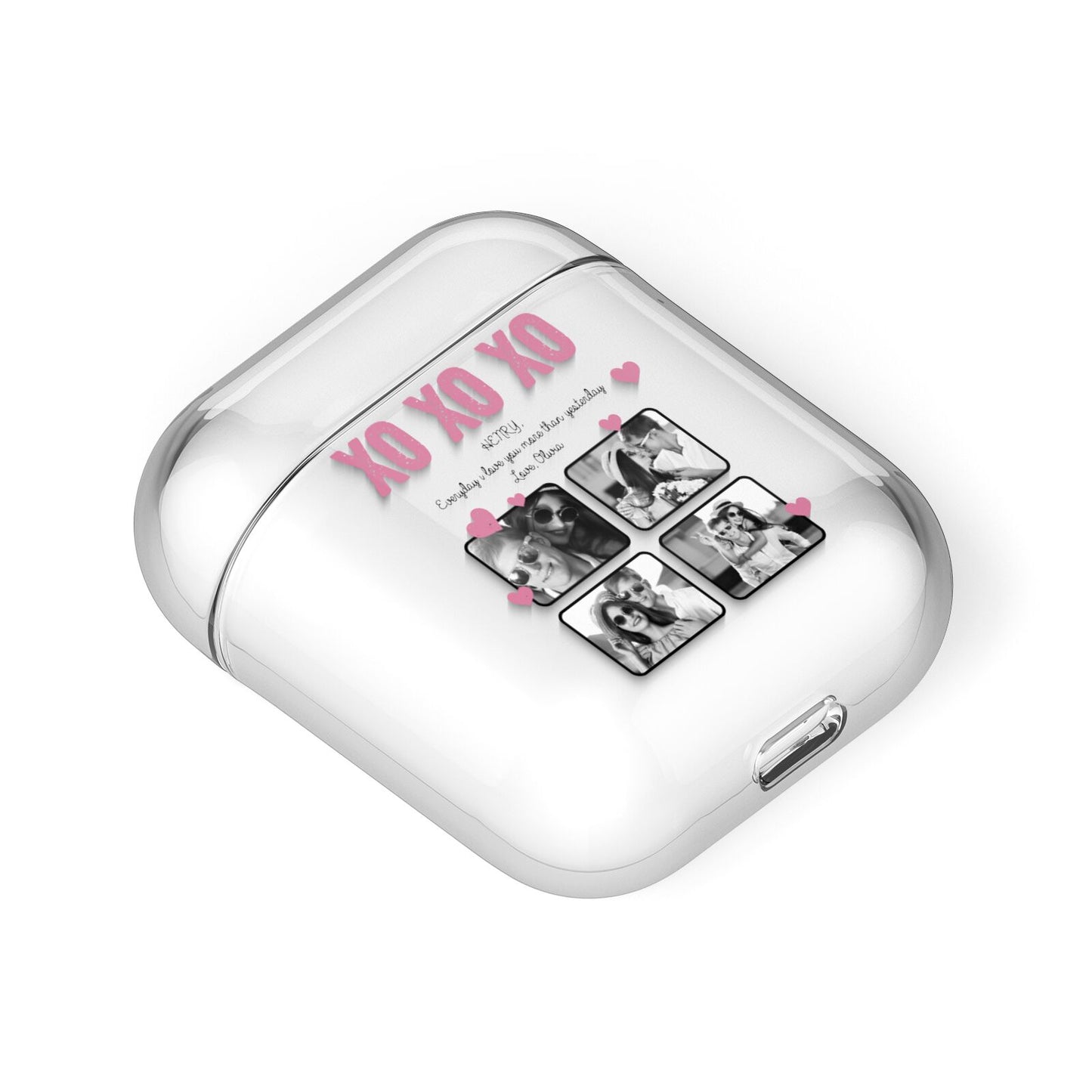 Valentines Day Photo Collage AirPods Case Laid Flat