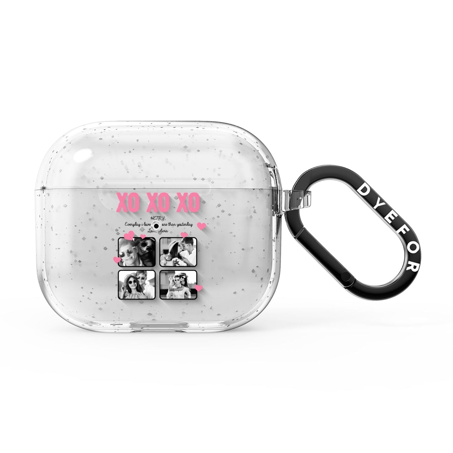 Valentines Day Photo Collage AirPods Glitter Case 3rd Gen