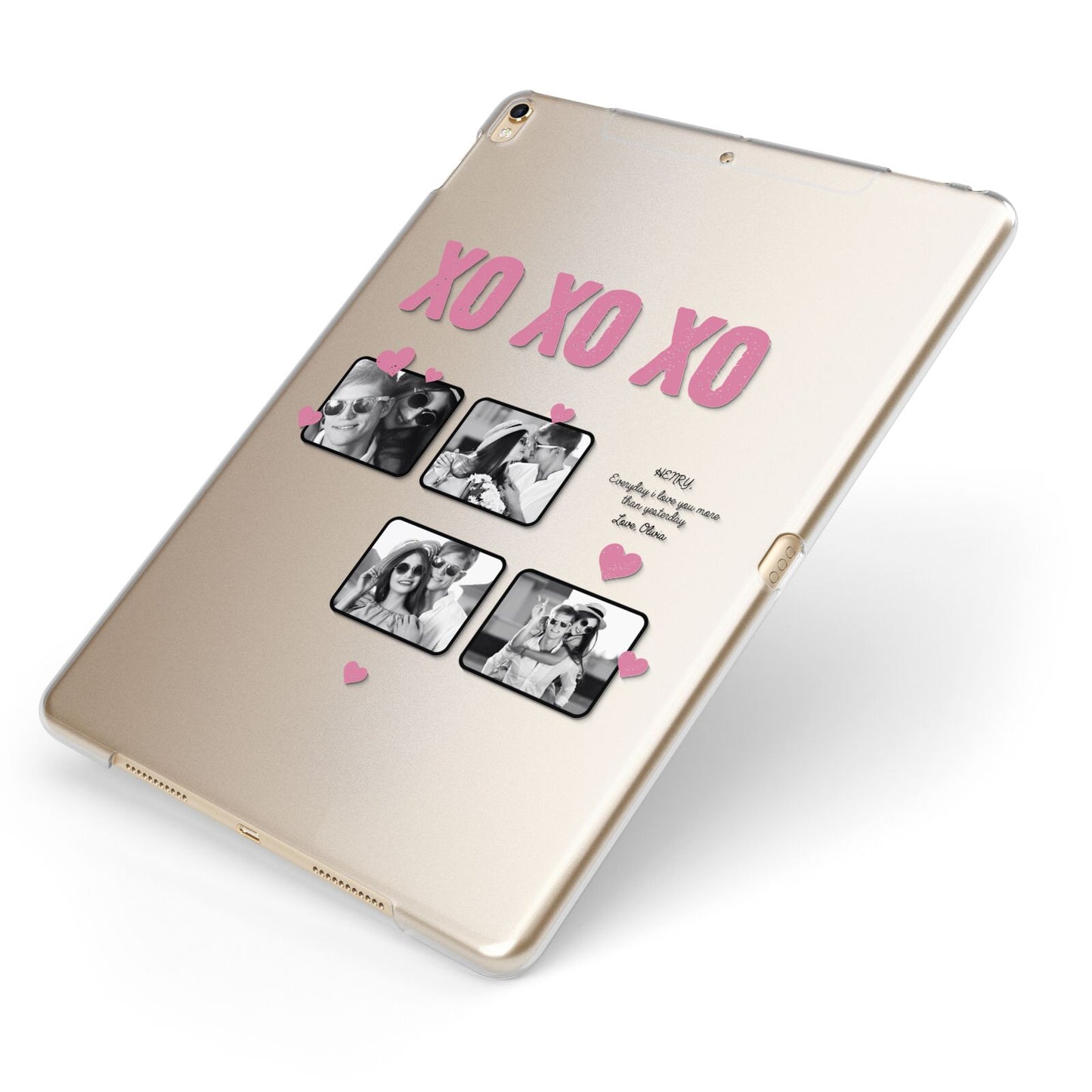 Valentines Day Photo Collage Apple iPad Case on Gold iPad Side View