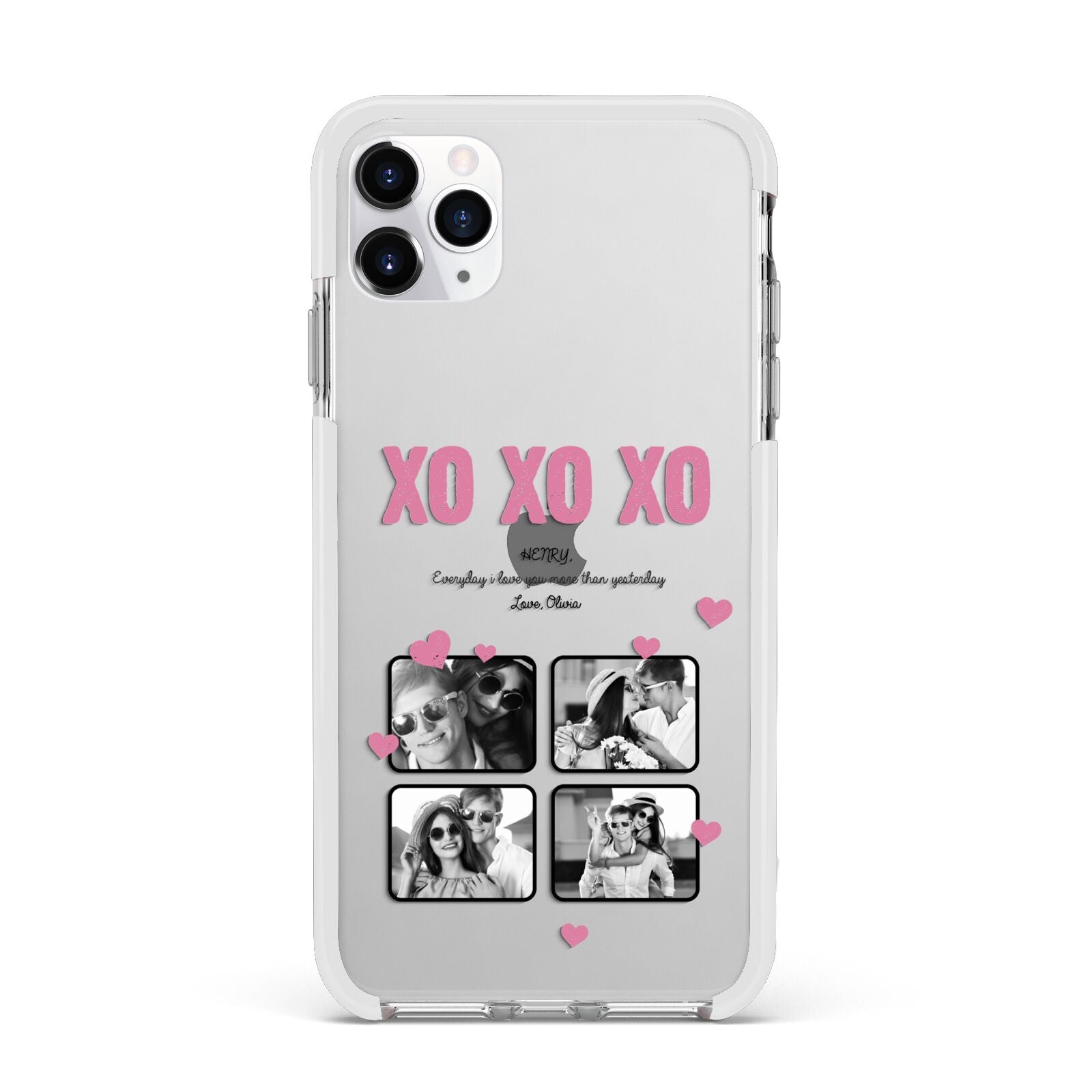 Valentines Day Photo Collage Apple iPhone 11 Pro Max in Silver with White Impact Case