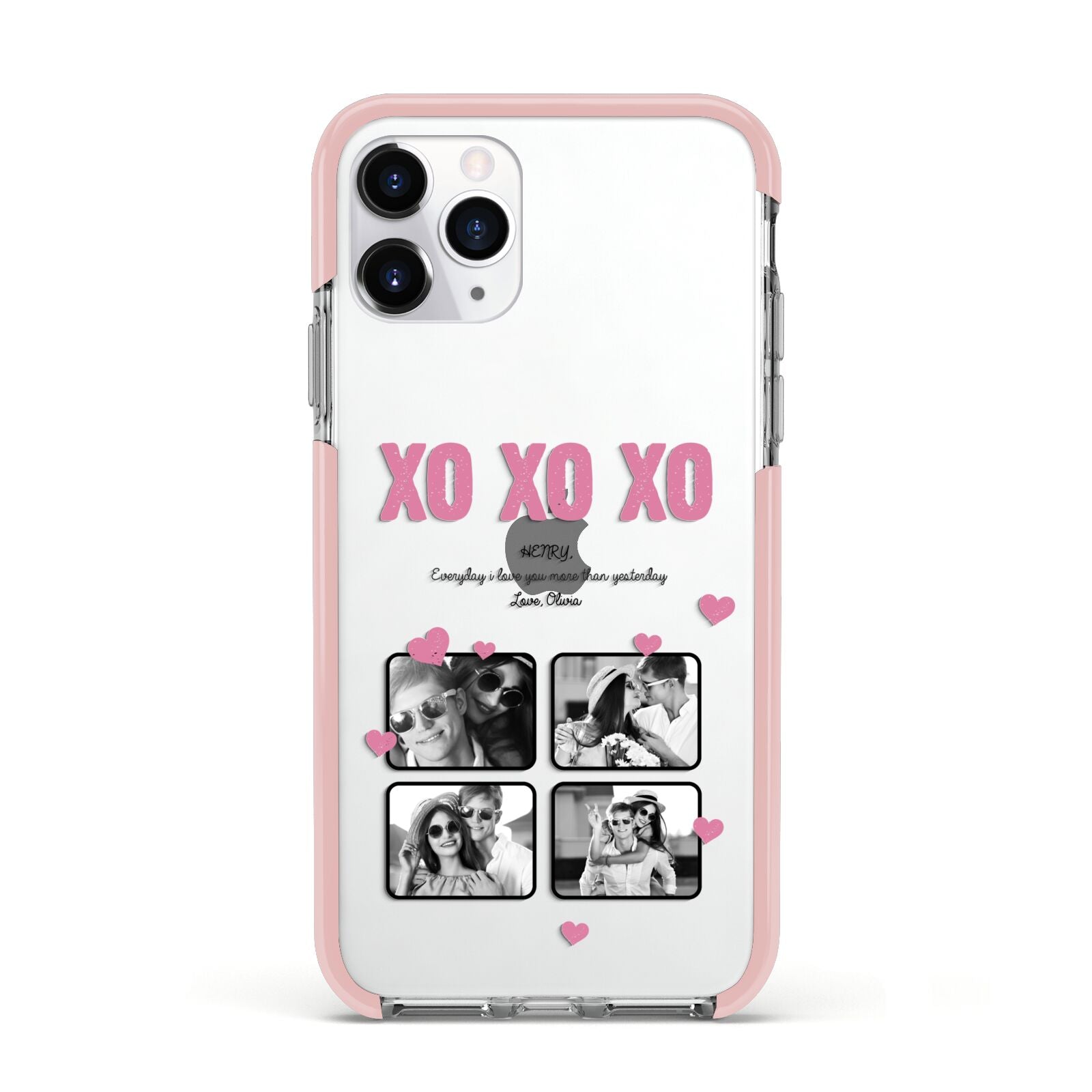 Valentines Day Photo Collage Apple iPhone 11 Pro in Silver with Pink Impact Case