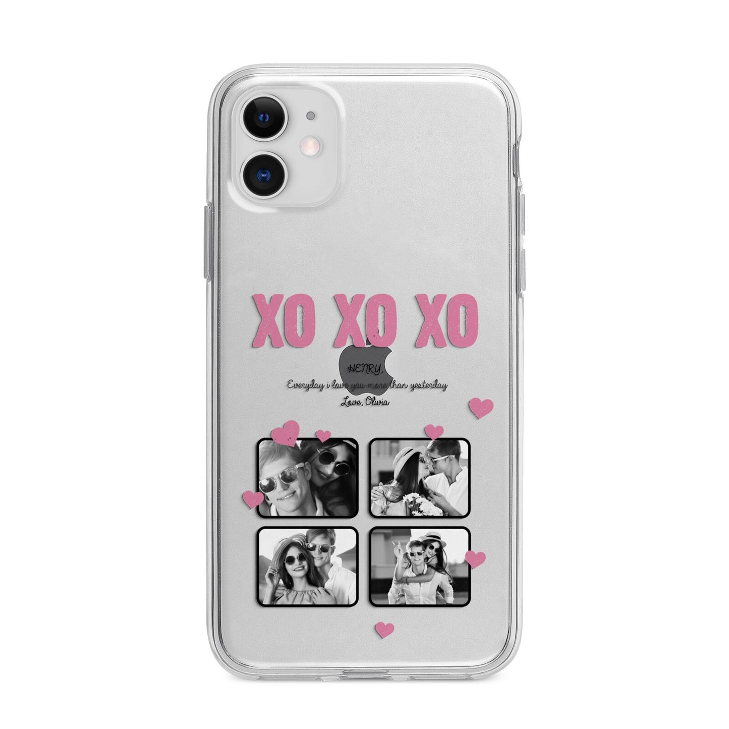 Valentines Day Photo Collage Apple iPhone 11 in White with Bumper Case