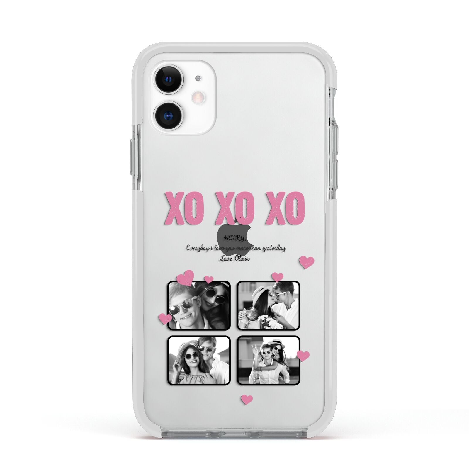 Valentines Day Photo Collage Apple iPhone 11 in White with White Impact Case