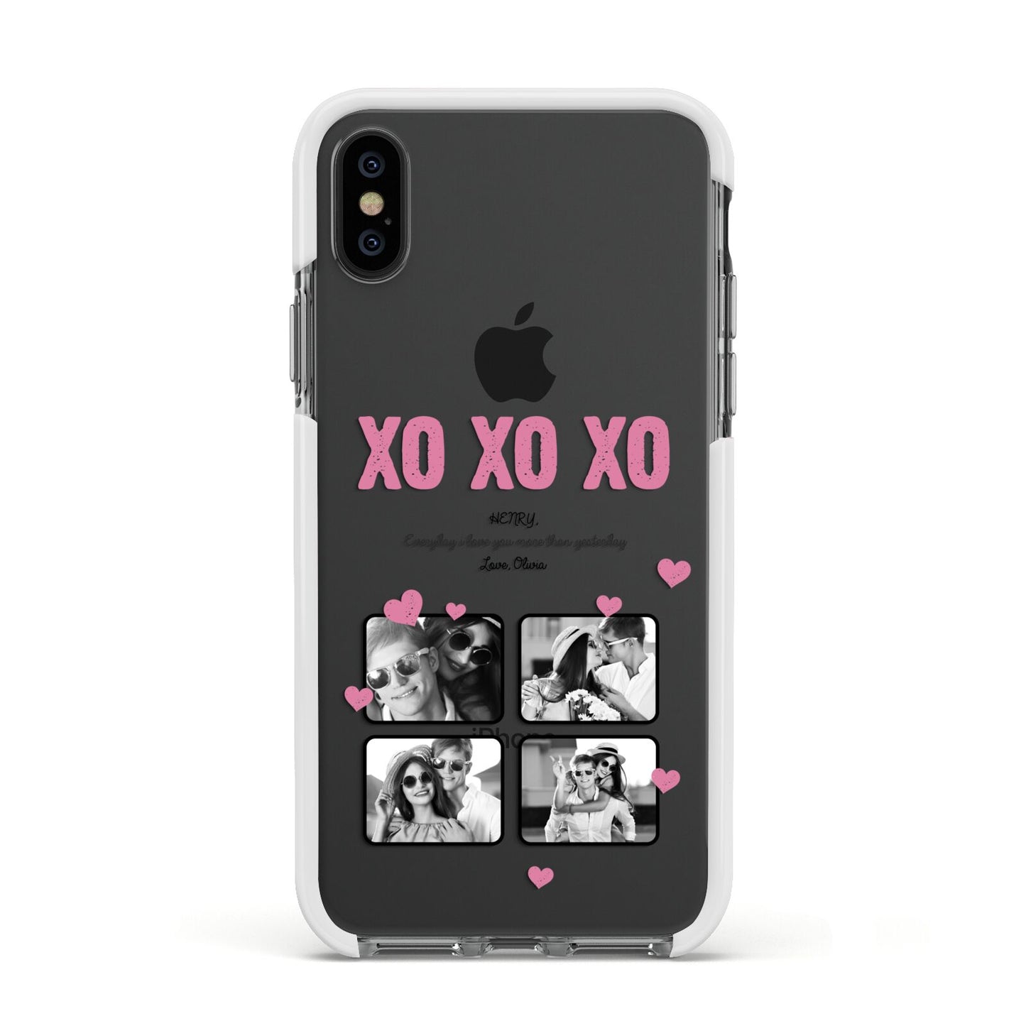 Valentines Day Photo Collage Apple iPhone Xs Impact Case White Edge on Black Phone