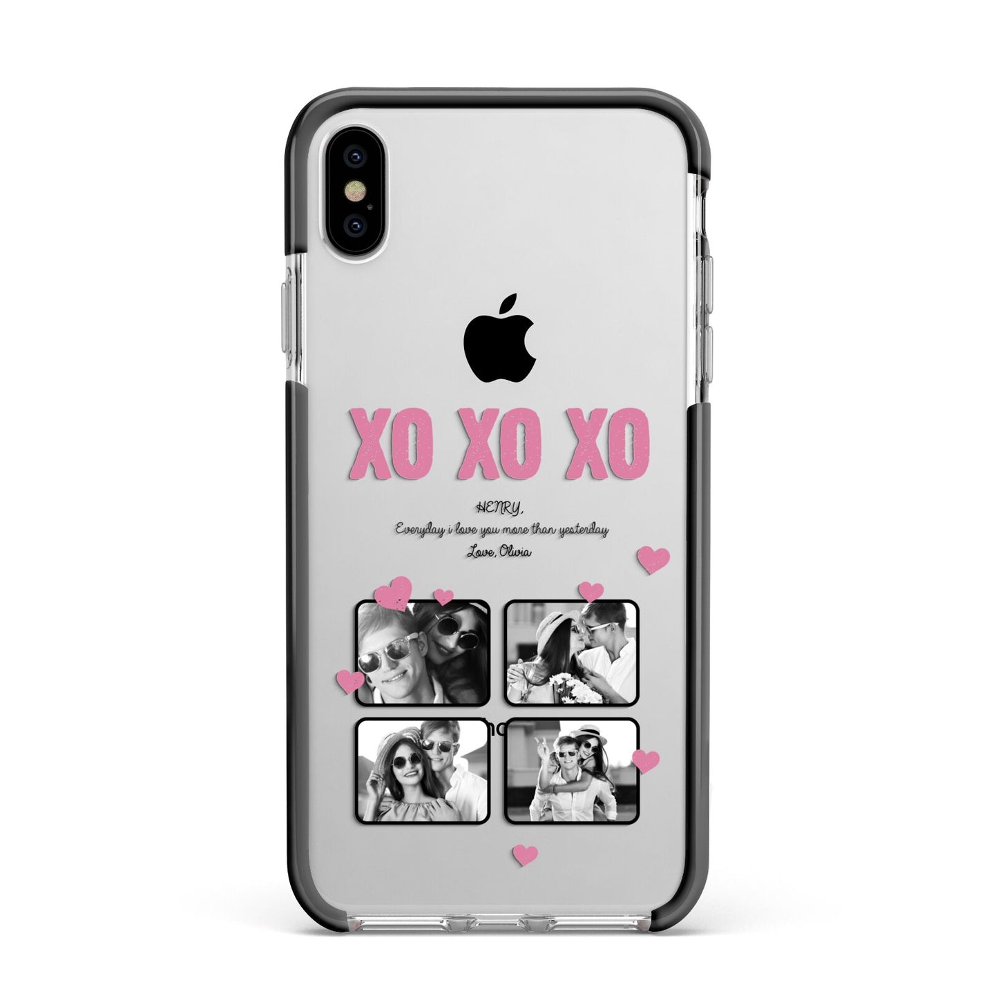 Valentines Day Photo Collage Apple iPhone Xs Max Impact Case Black Edge on Silver Phone