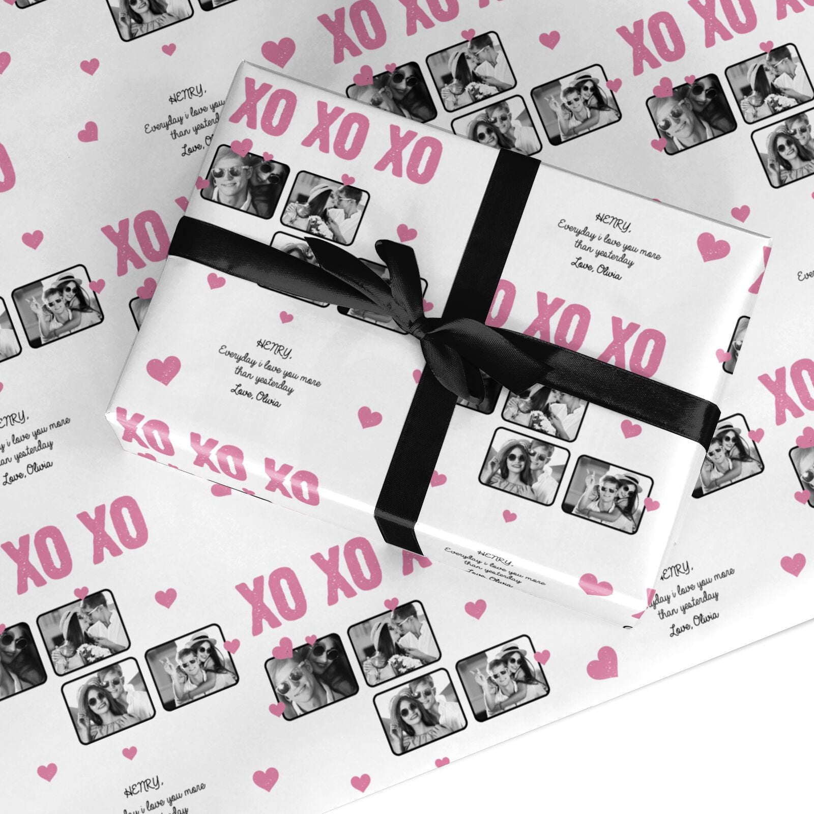 Valentines Day Photo Collage Custom Wrapping Paper