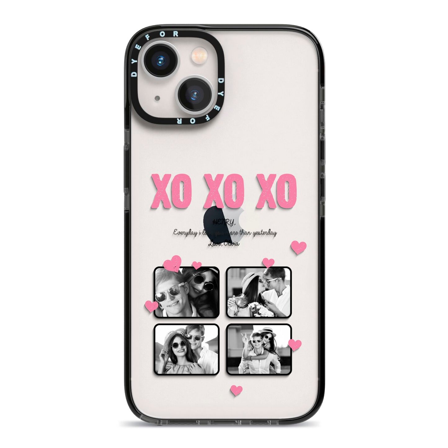 Valentines Day Photo Collage iPhone 13 Black Impact Case on Silver phone