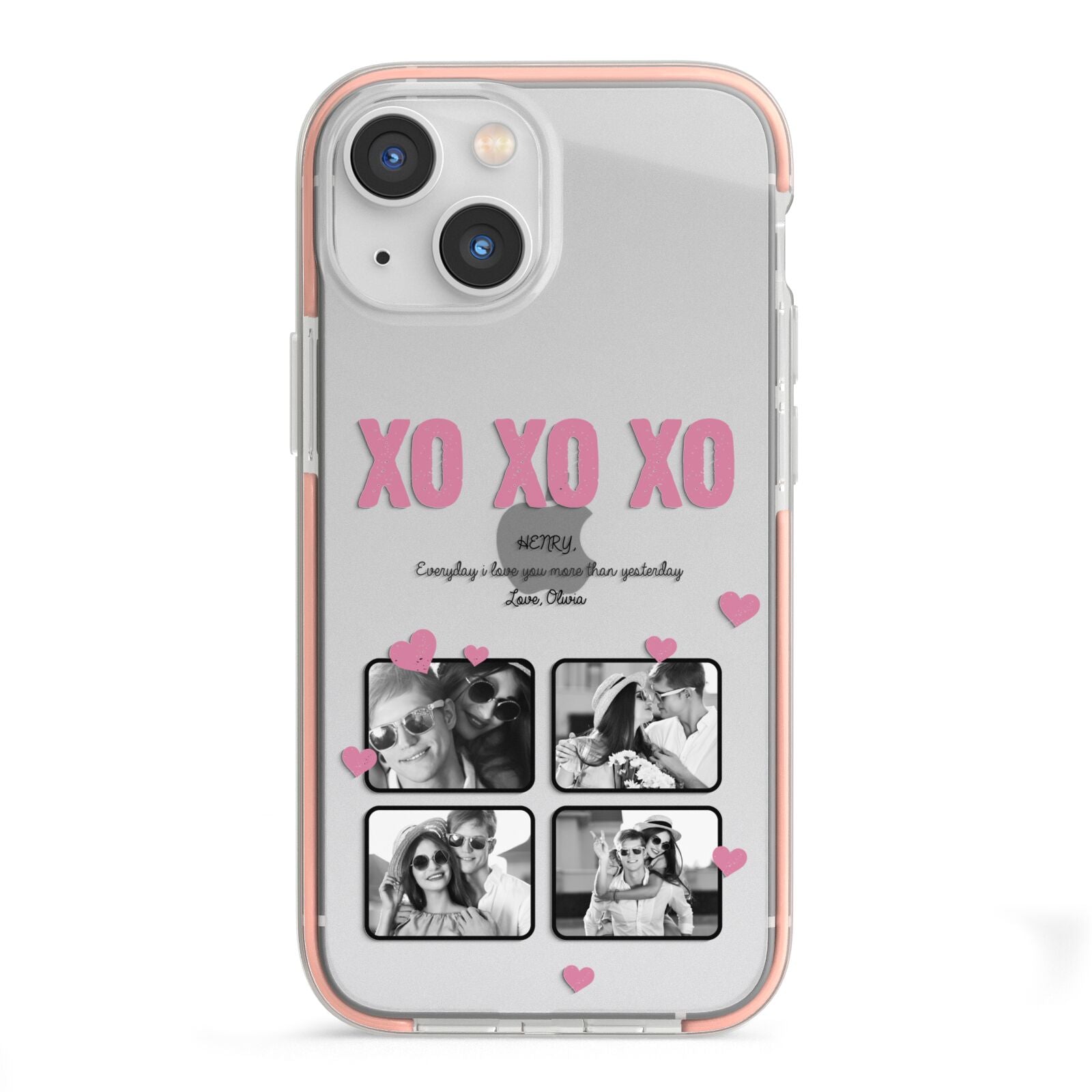 Valentines Day Photo Collage iPhone 13 Mini TPU Impact Case with Pink Edges