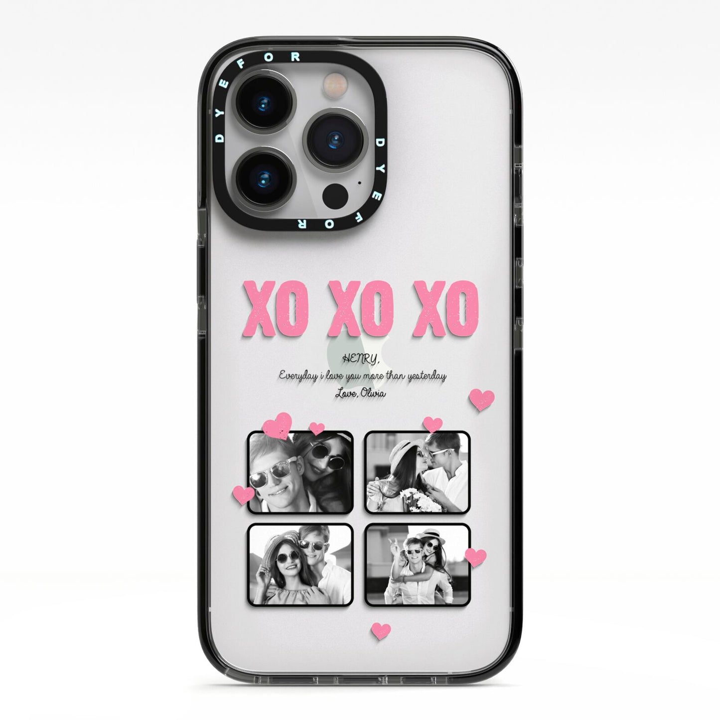 Valentines Day Photo Collage iPhone 13 Pro Black Impact Case on Silver phone