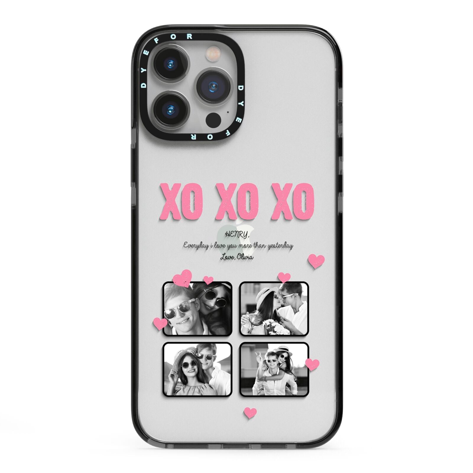 Valentines Day Photo Collage iPhone 13 Pro Max Black Impact Case on Silver phone