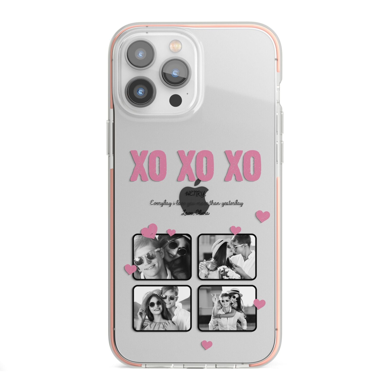 Valentines Day Photo Collage iPhone 13 Pro Max TPU Impact Case with Pink Edges