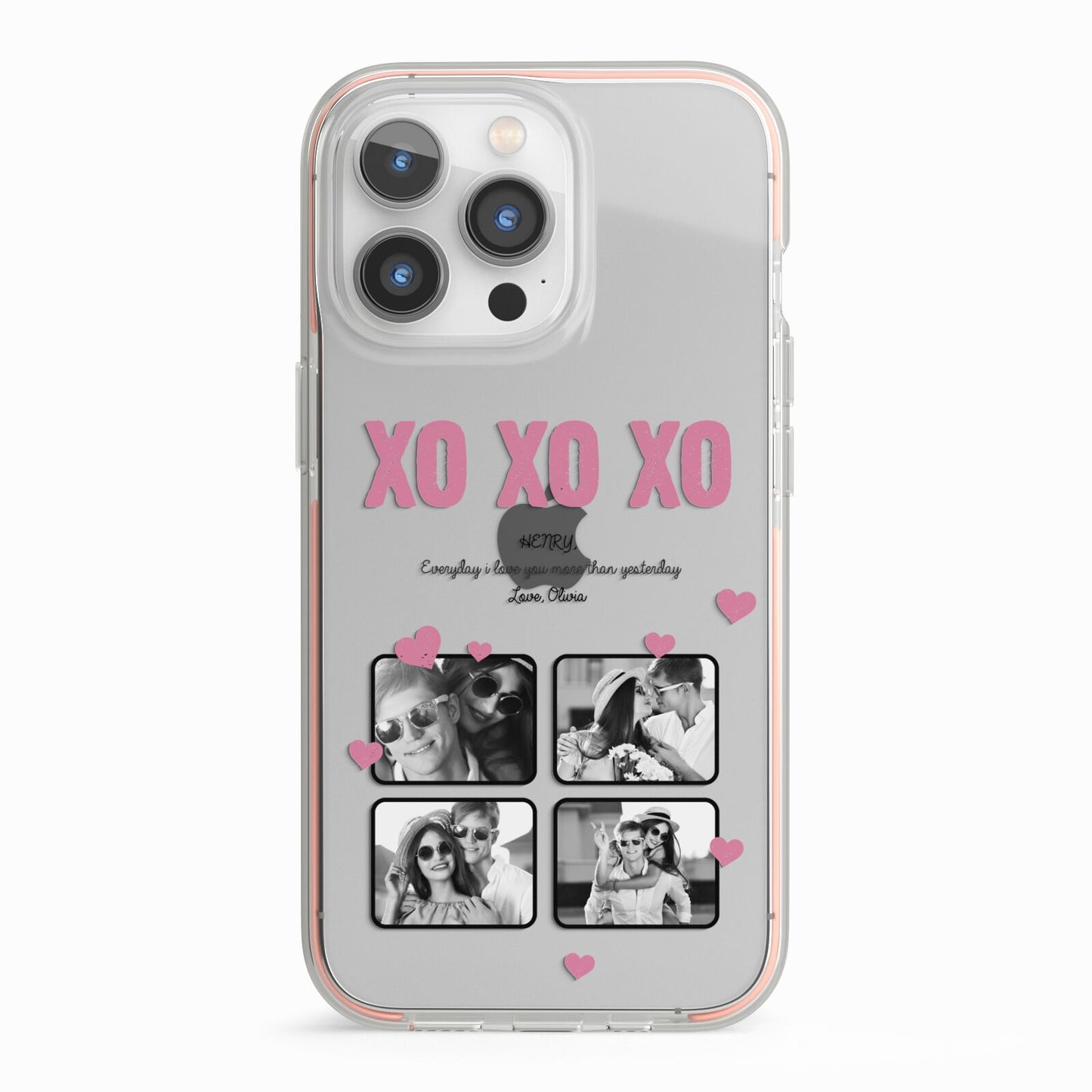 Valentines Day Photo Collage iPhone 13 Pro TPU Impact Case with Pink Edges