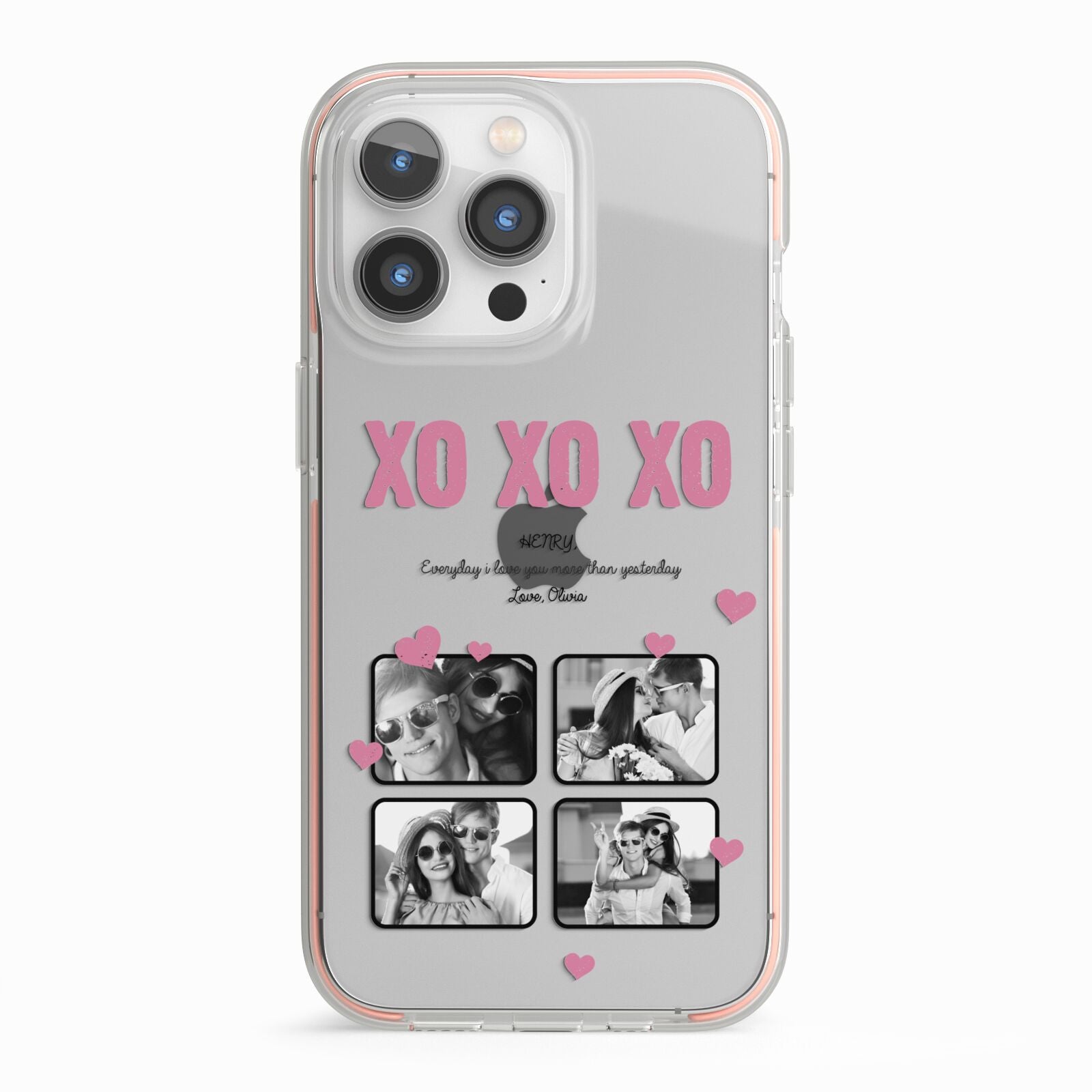 Valentines Day Photo Collage iPhone 13 Pro TPU Impact Case with Pink Edges