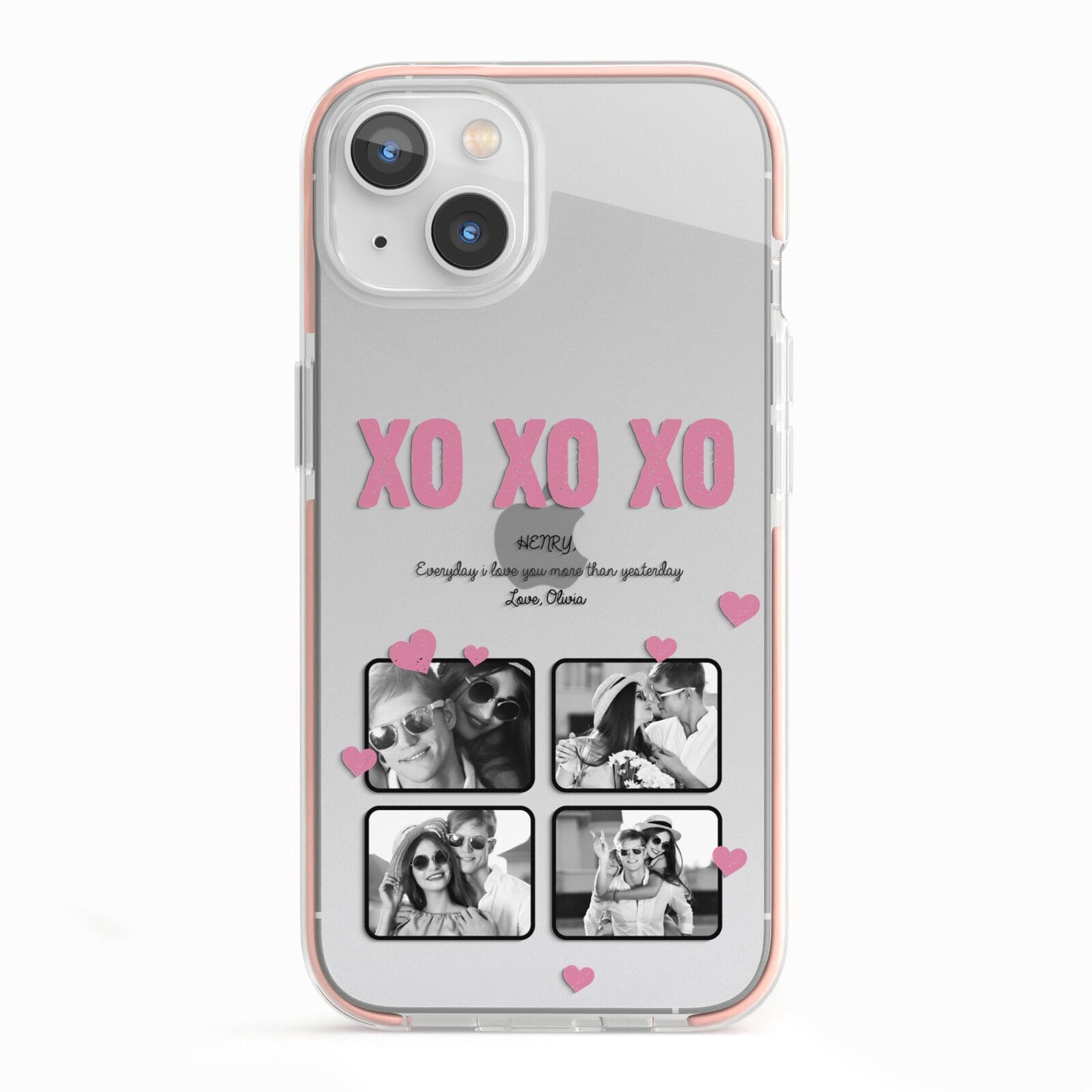 Valentines Day Photo Collage iPhone 13 TPU Impact Case with Pink Edges