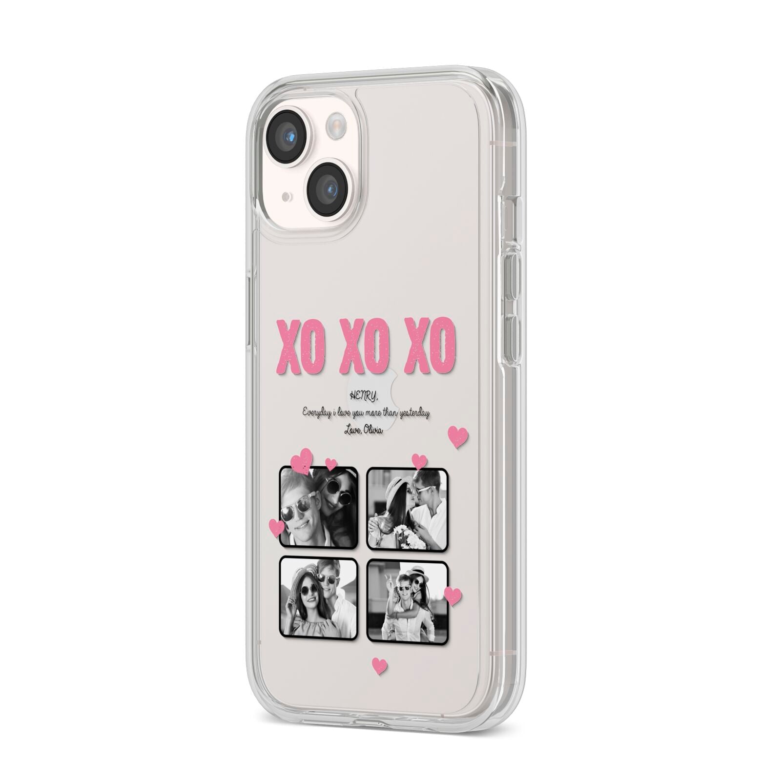 Valentines Day Photo Collage iPhone 14 Clear Tough Case Starlight Angled Image
