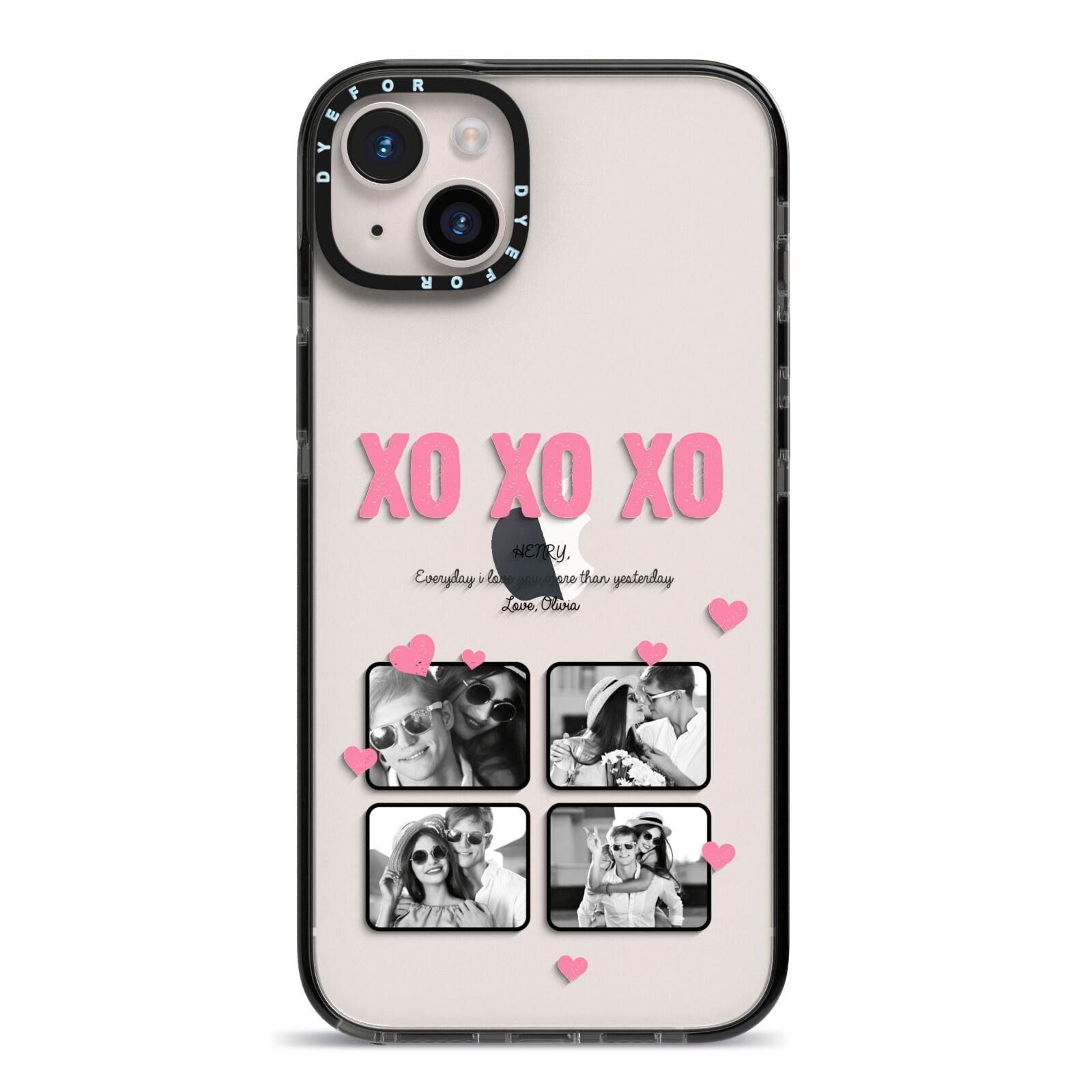 Valentines Day Photo Collage iPhone 14 Plus Black Impact Case on Silver phone