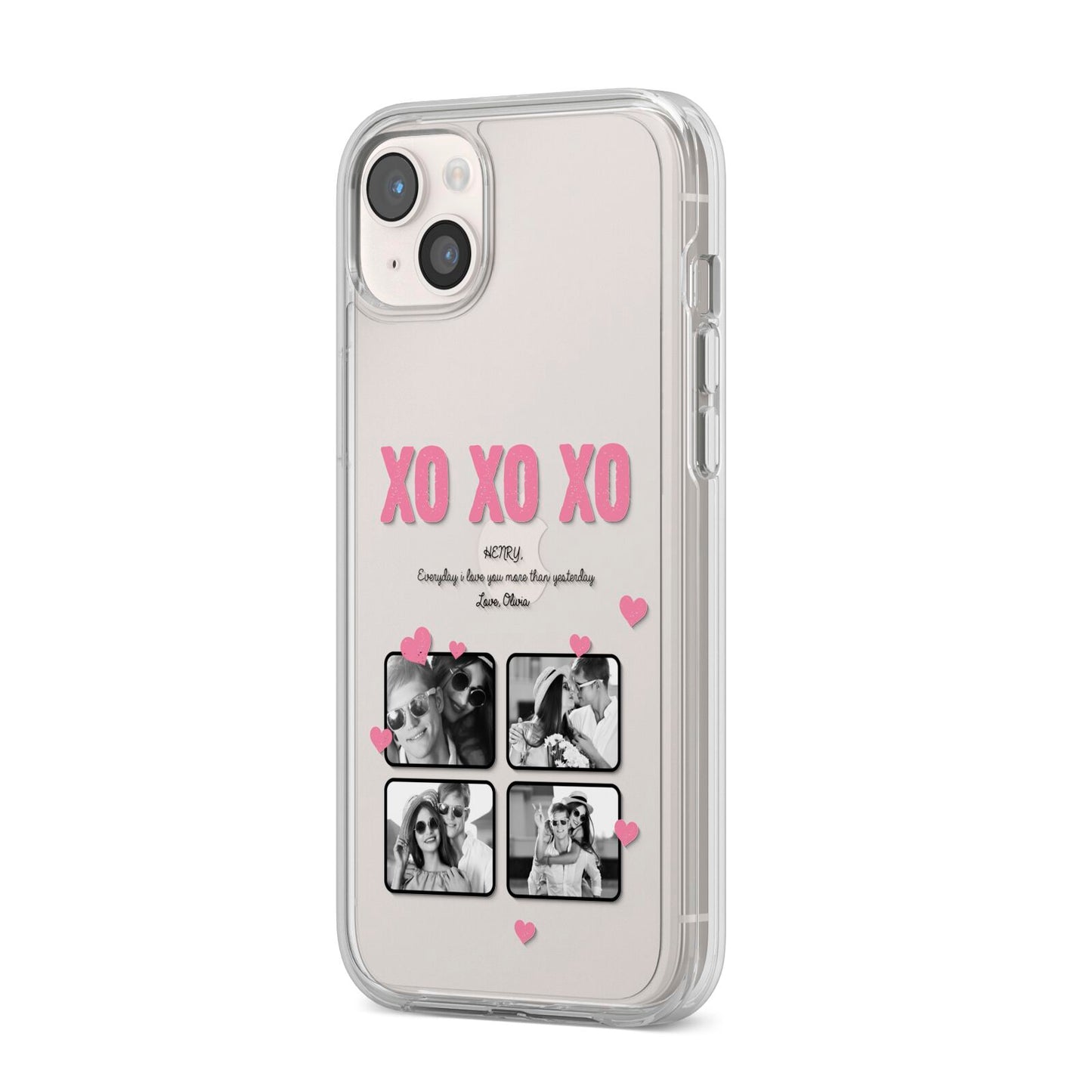 Valentines Day Photo Collage iPhone 14 Plus Clear Tough Case Starlight Angled Image