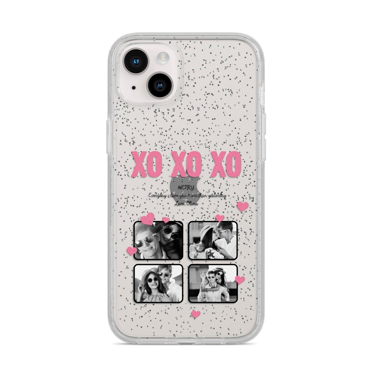 Valentines Day Photo Collage iPhone 14 Plus Glitter Tough Case Starlight