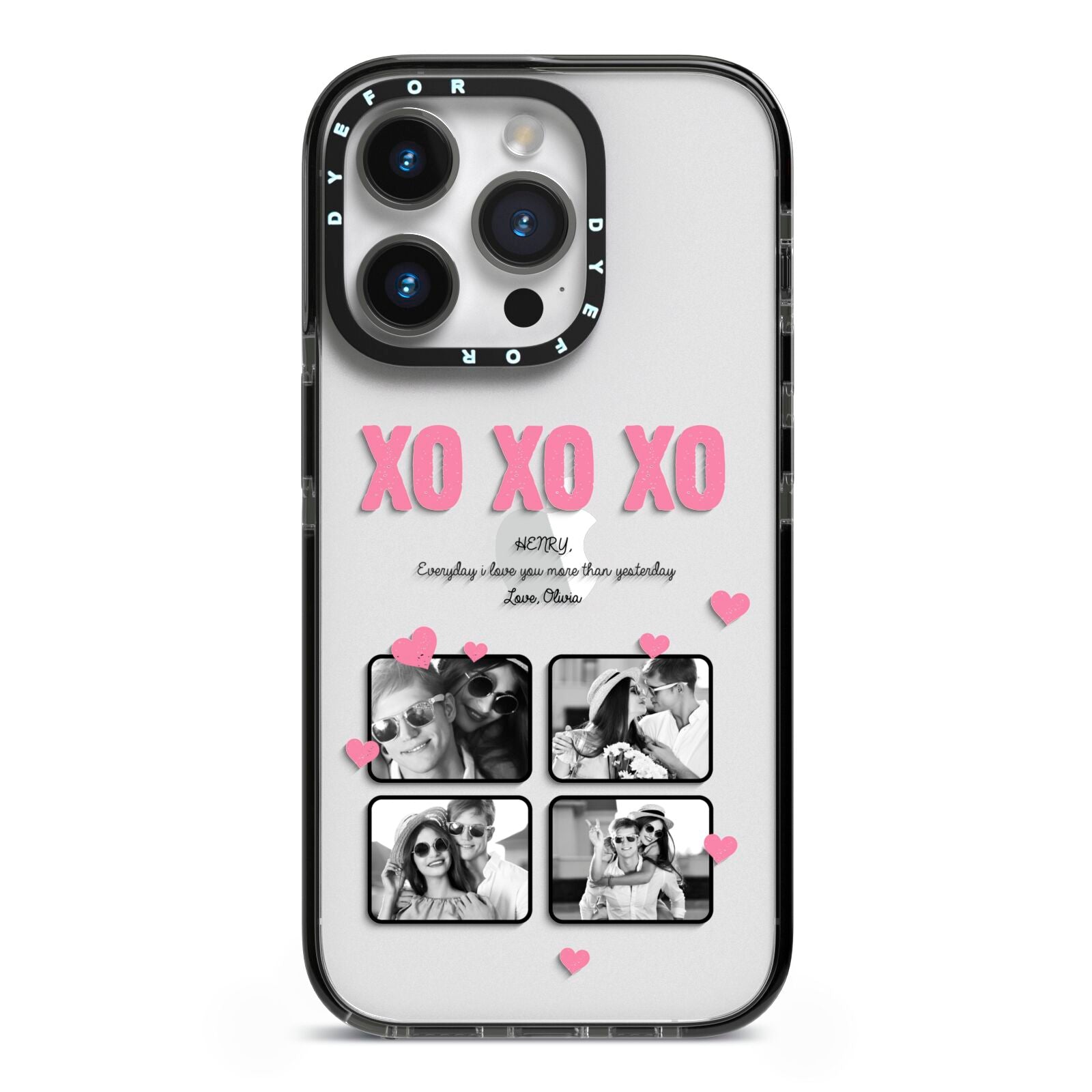 Valentines Day Photo Collage iPhone 14 Pro Black Impact Case on Silver phone